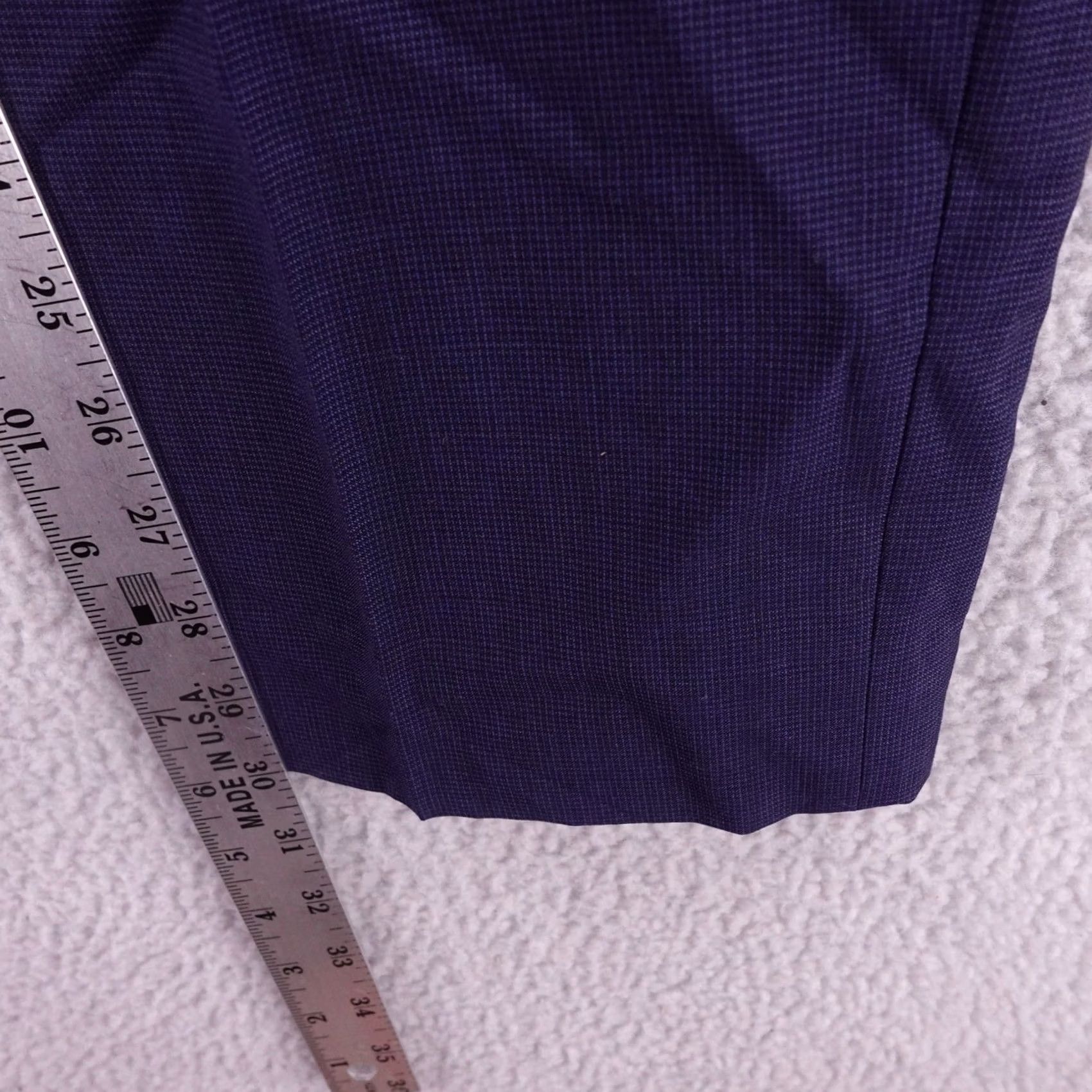 Z Zegna Z Zegna Pants Mens 34x31 Blue Purple Wool Blend Slim Fit Micro Check Dress Size US 35 - 6 Thumbnail