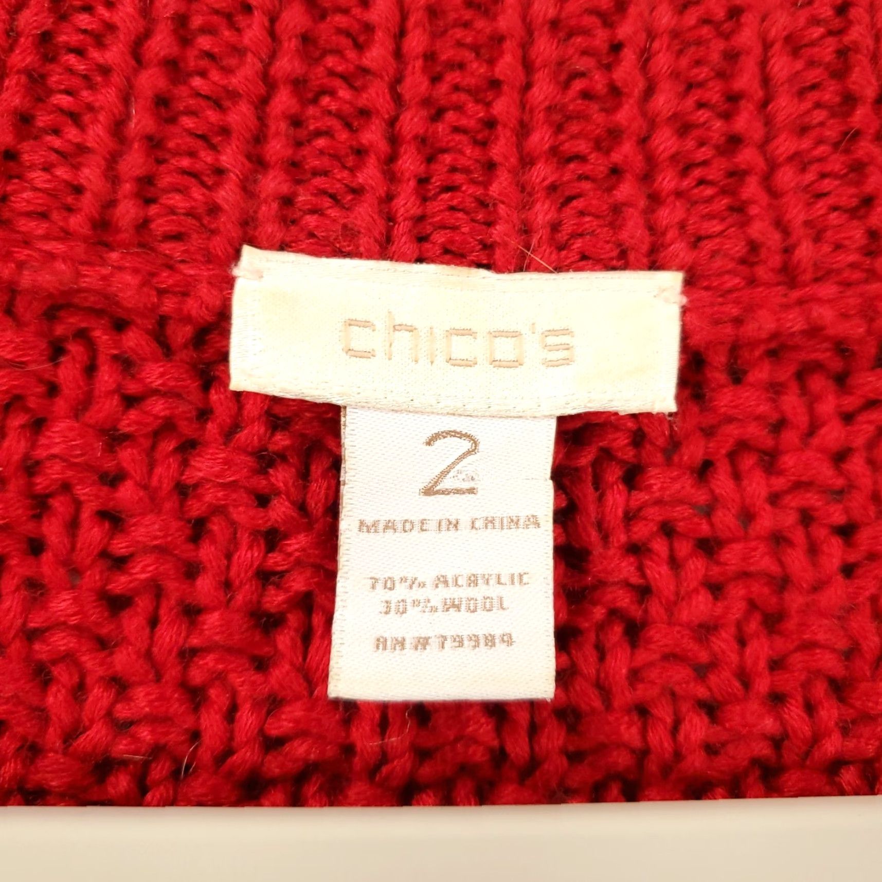 Vintage Chicos Sweater Womens Large Red Chunky Knit 3 Button Up Wool Blend 2 Size L / US 10 / IT 46 - 5 Thumbnail