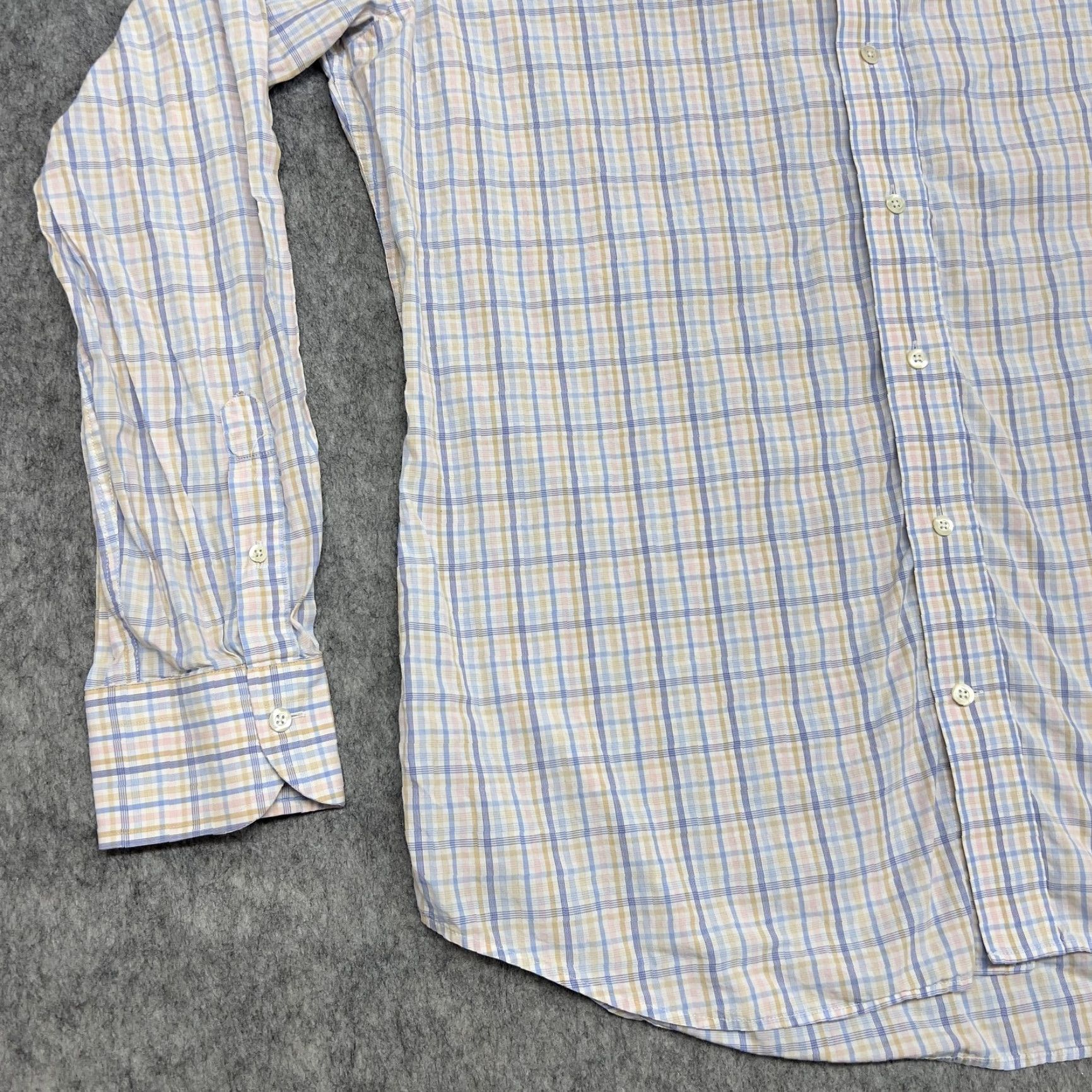 Ledbury Shirt Mens 17.5 Slim Fit Multicolor Plaid Button-Down Long 