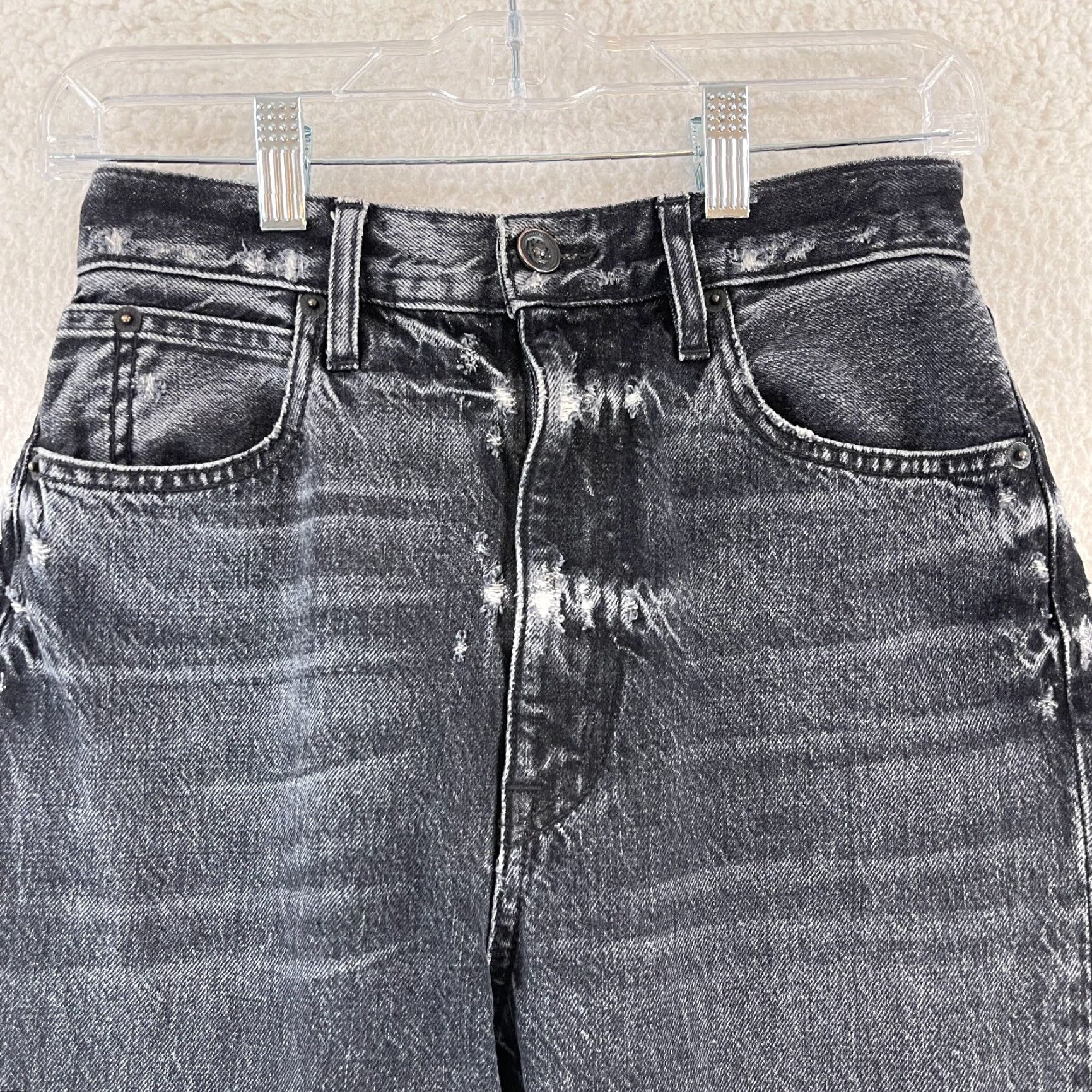 SLVRLAKE SLVRLAKE Beatnik Jeans Womens Regular 26 Black Coal Distressed Skinny Denim Cotton 5-Pocket Inseam 25.5" Rise 12" Button Zip Jeans Womens Size 26" / US 2 / IT 38 - 5 Thumbnail