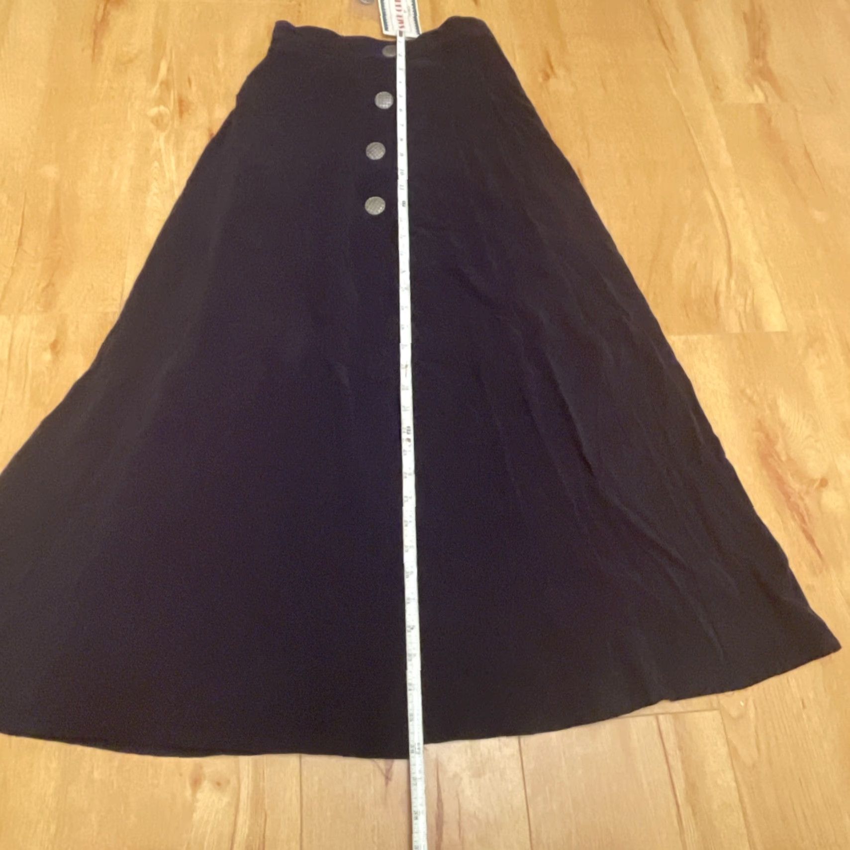 Vintage VINTAGE Sage Creek Liz Ence Maxi Skirt Womens Small Navy Silver Button Front NWT Size 28" / US 6 / IT 42 - 4 Thumbnail