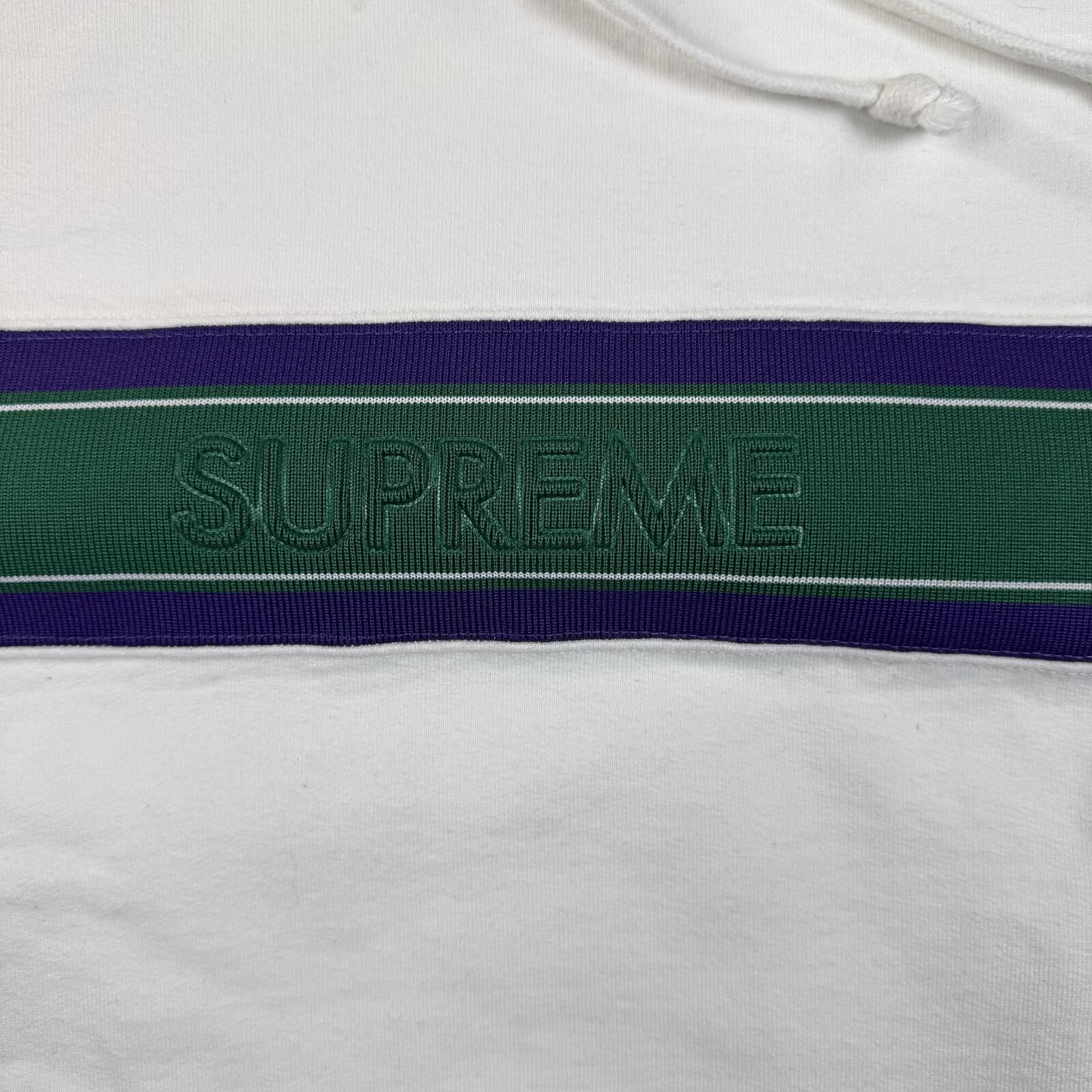 Supreme Supreme Striped Logo Pullover Hoodie White Large Size US L / EU 52-54 / 3 - 3 Thumbnail