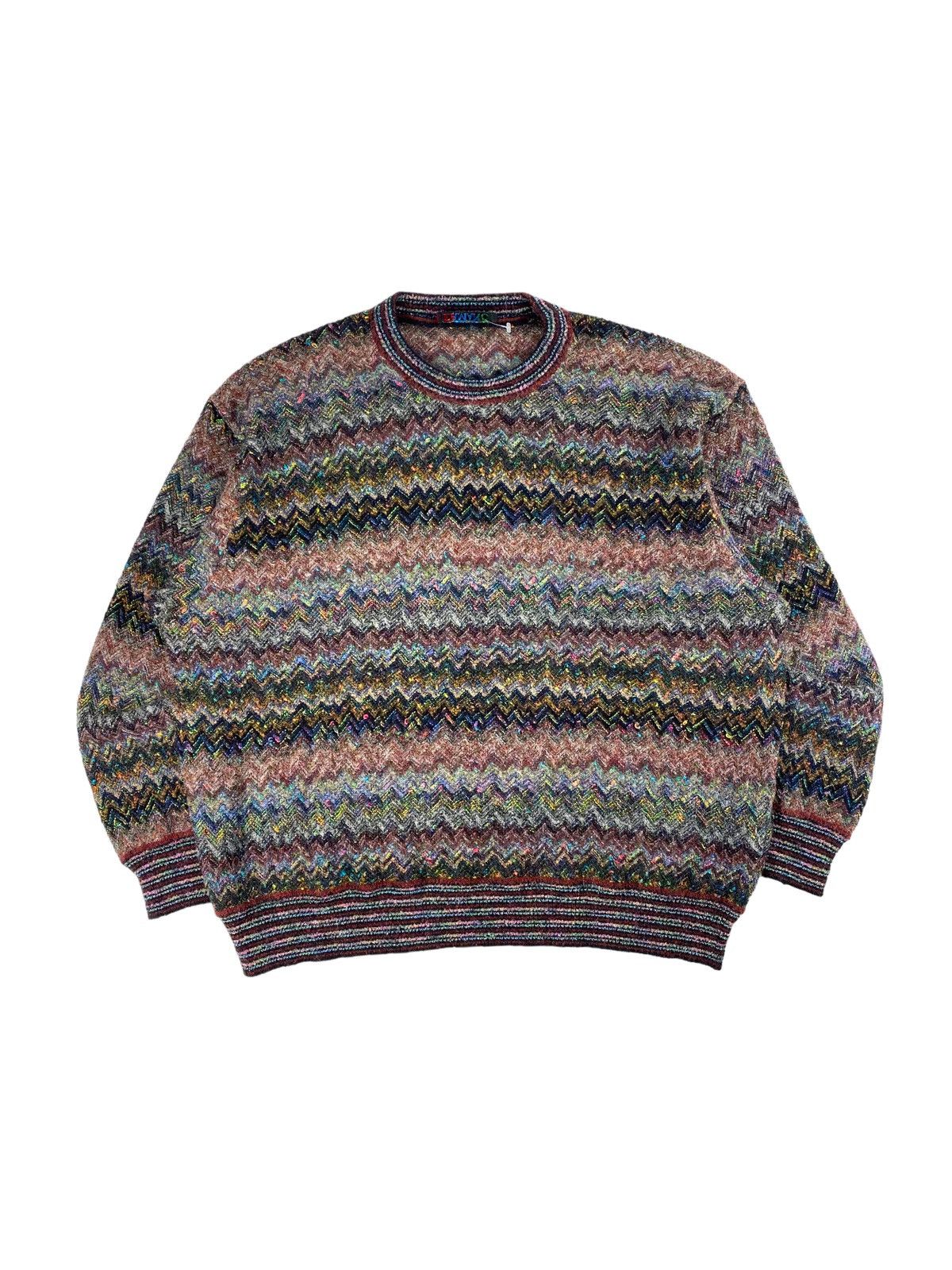 image of Coloured Cable Knit Sweater x Missoni Vintage Colored Knit Enrico Ermanco Made In Italy Sweater (Si