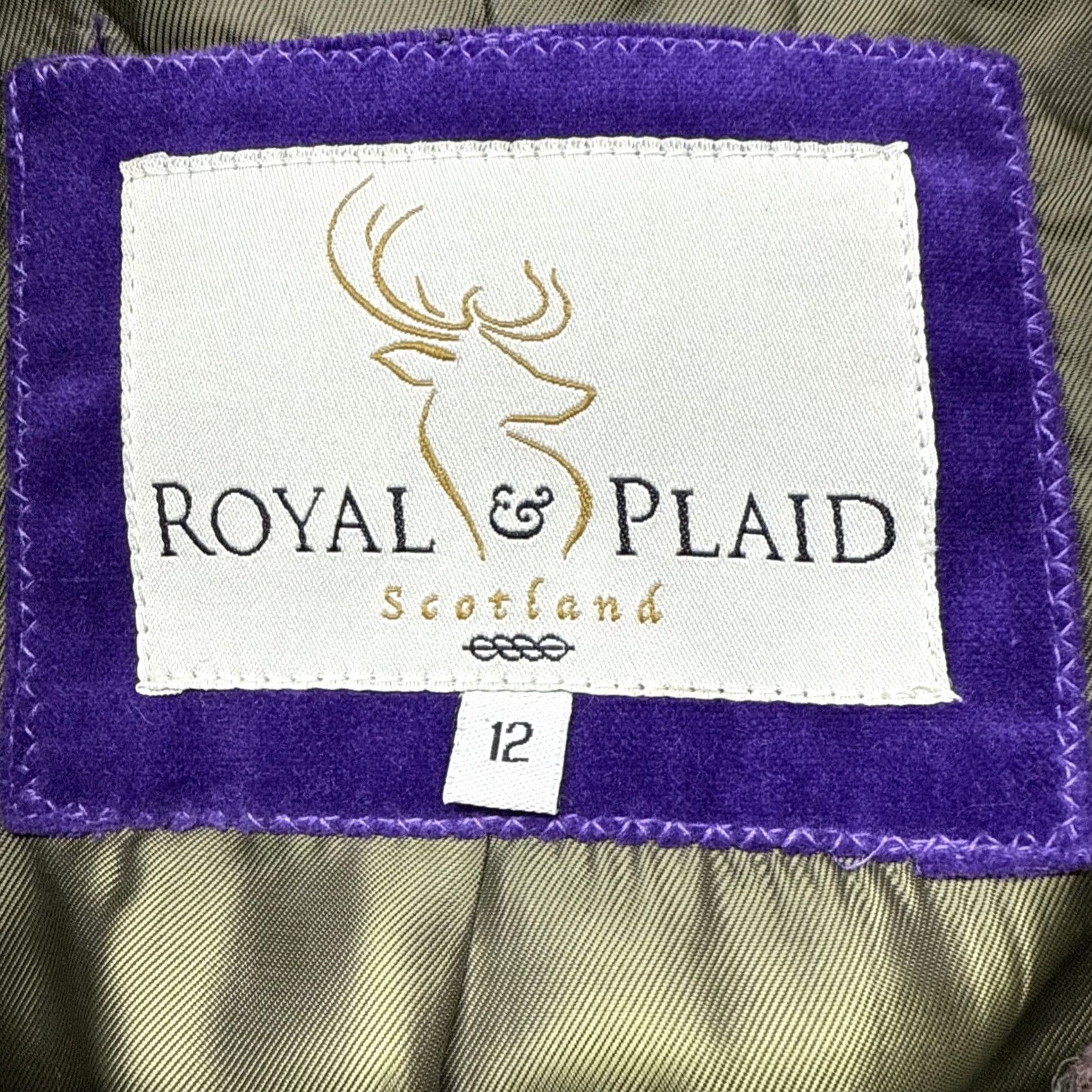 Vintage VINTAGE Royal And Plaid Women's Blazer Tartan Plaid Notch Lapel Single-Breasted 1-Button 100% Wool Lined Green/Purple Size 12 Size XL / US 12-14 / IT 48-50 - 6 Thumbnail
