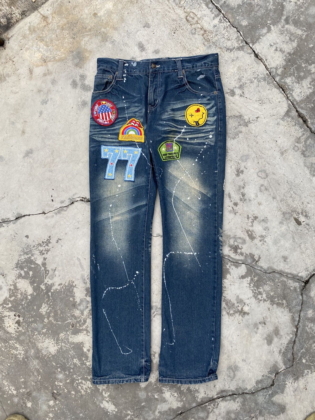 Japanese Brand × Jungles × Vintage Vintage Jungle Storm Patch Denim Jeans Slim fit Size US 34 / EU 50 - 4 Thumbnail