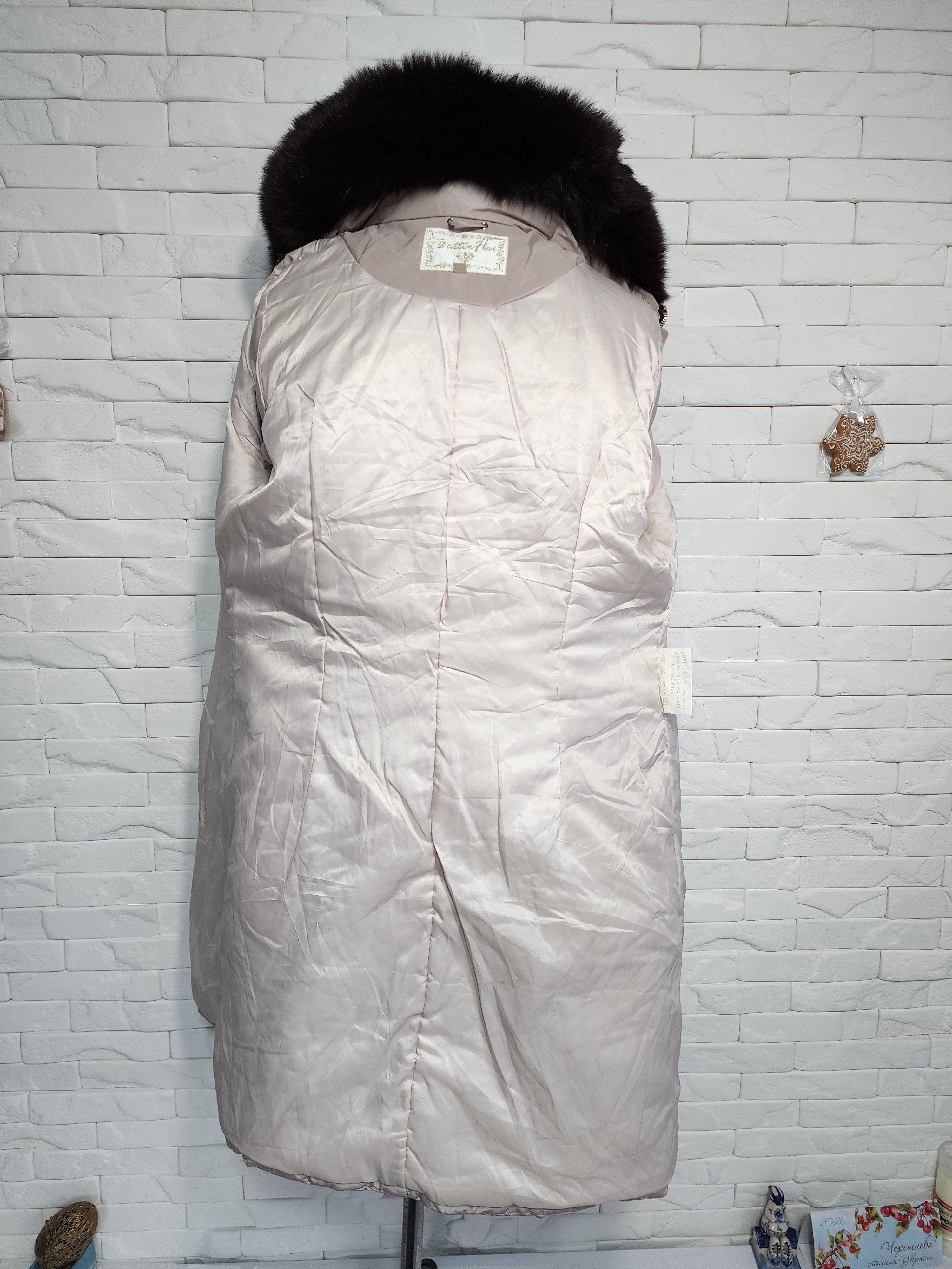 Uniqlo Beige Warm Women's Coat: Hooded Fur Trim Winter Jacket Size XL / US 12-14 / IT 48-50 - 7 Thumbnail