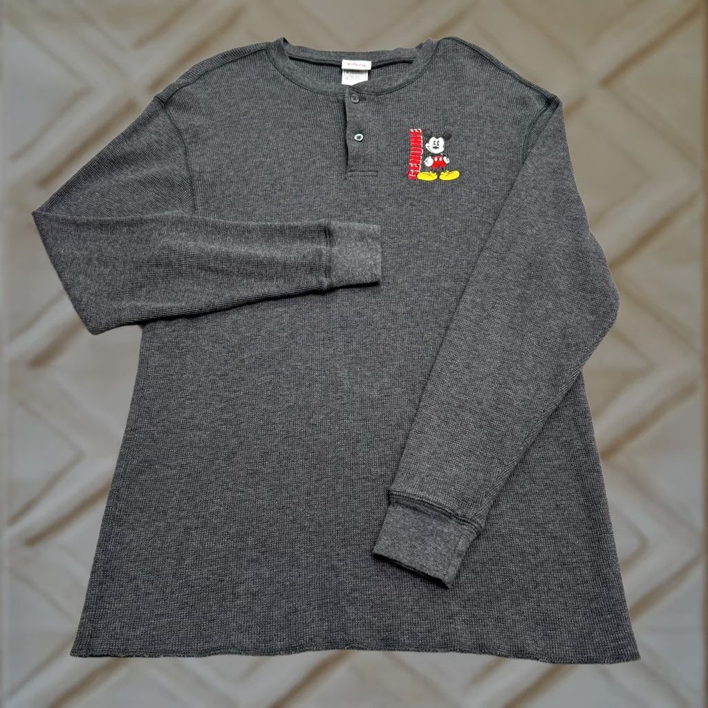 Disney VINTAGE Disney Mickey Mouse Waffle Knit Thermal Shirt Mens M Gray 90s Cartoon Size US M / EU 48-50 / 2 - 1 Thumbnail