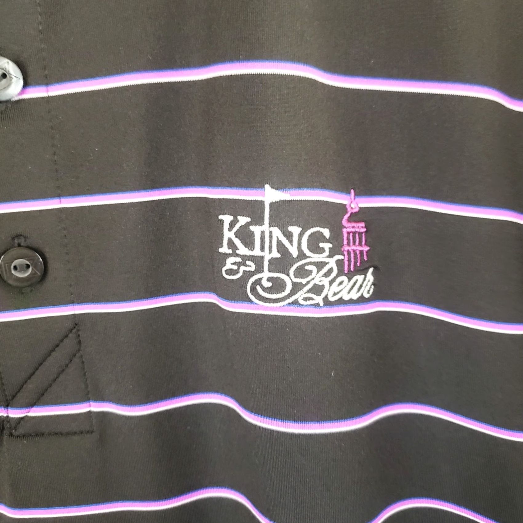 Cutter & Buck Cutter & Buck Men's L Black With Purple Stripe Polo Shirt Short Sleeve Button Closure Breathable Regular Fit Golf 90s Size US L / EU 52-54 / 3 - 6 Thumbnail