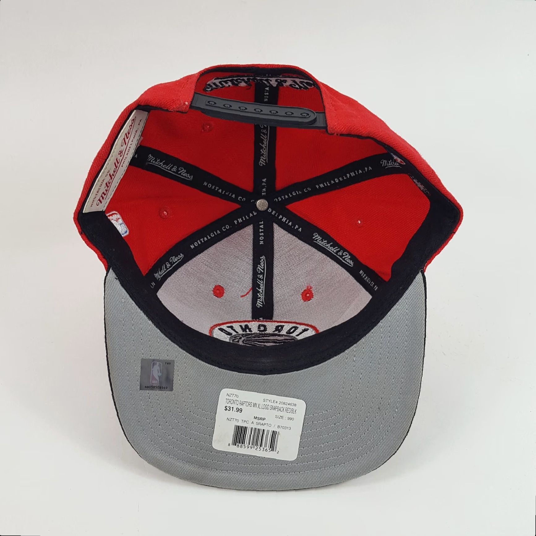 Mitchell & Ness VINTAGE Mitchell & Ness Toronto Raptors Snapback Cap Hat - Red - Adjustable - 90s - Mens Size ONE SIZE - 6 Thumbnail