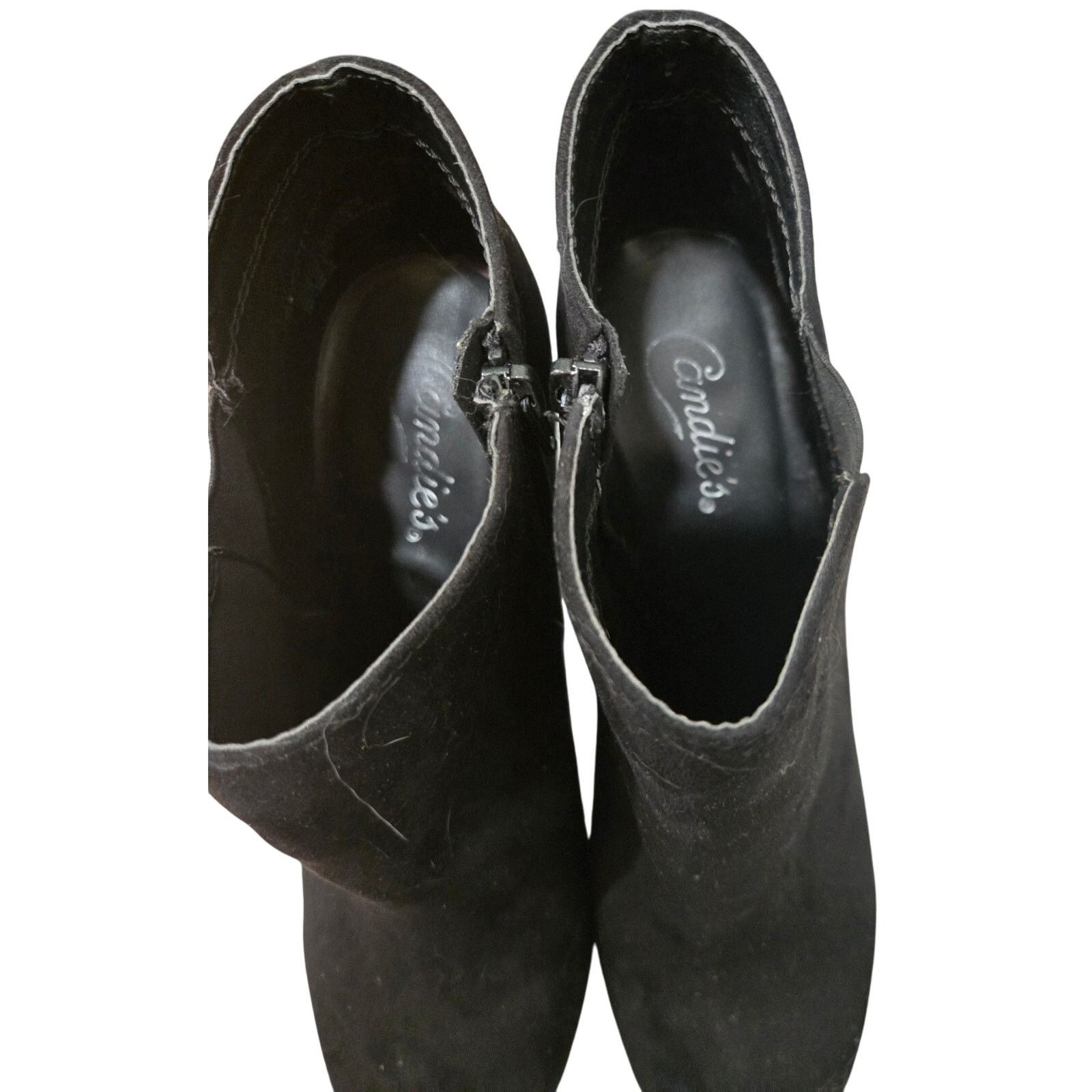 Other Candies Black Suede Zip Ankle Boots Size 10M 4" Heel Size US 10 / IT 40 - 1 Thumbnail