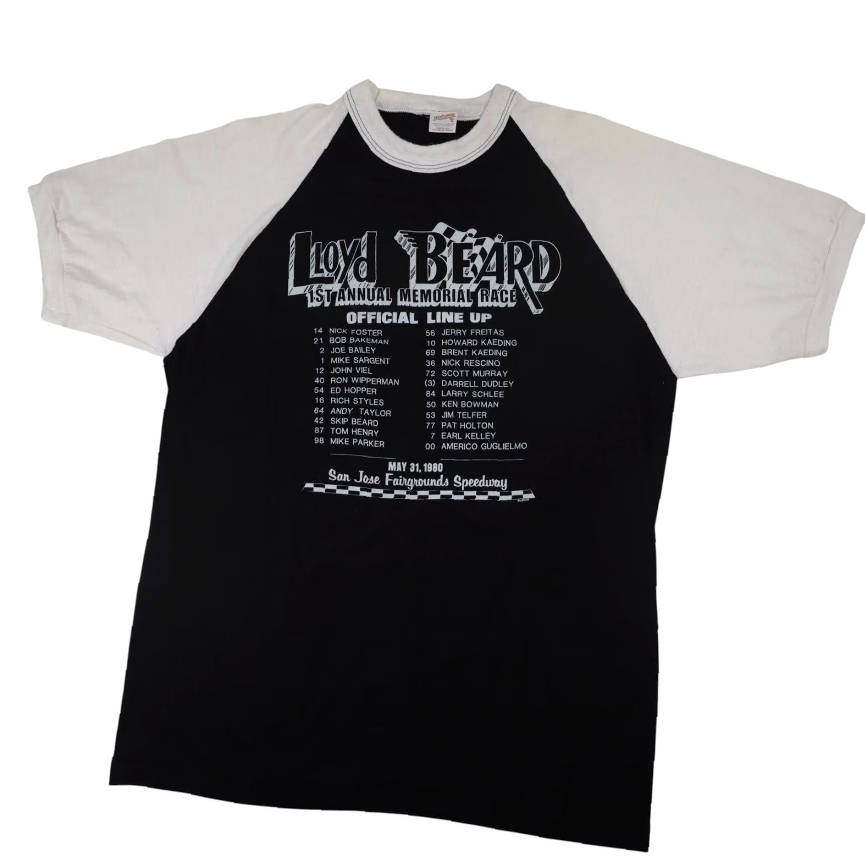 LLOYD VINTAGE 80s Lloyd Beard Memorial Racing Mens XL Graphic Baseball T Shirt Black Size US XL / EU 56 / 4 - 2 Thumbnail