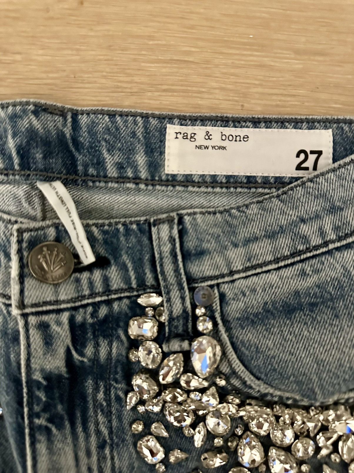 Rag & Bone rag & bone Sofie Embellished High Rise Wide Leg Jeans Size 27" / US 4 / IT 40 - 8 Thumbnail
