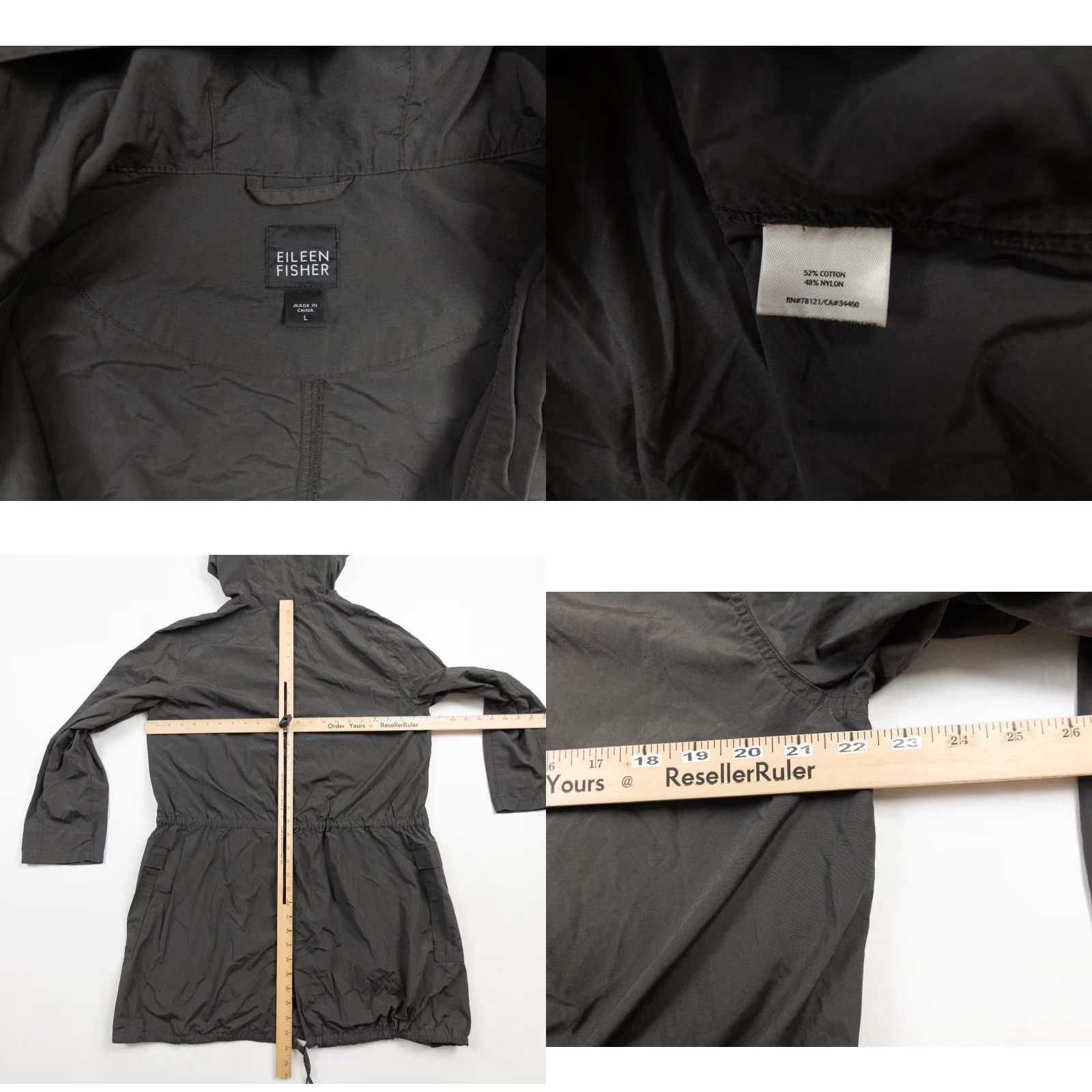 Eileen Fisher VINTAGE Eileen Fisher Women's Coat Jacket Outer Shell Cotton Blend Long Hooded Full Zip Casual Outdoor Large Brown Size L / US 10 / IT 46 - 8 Thumbnail