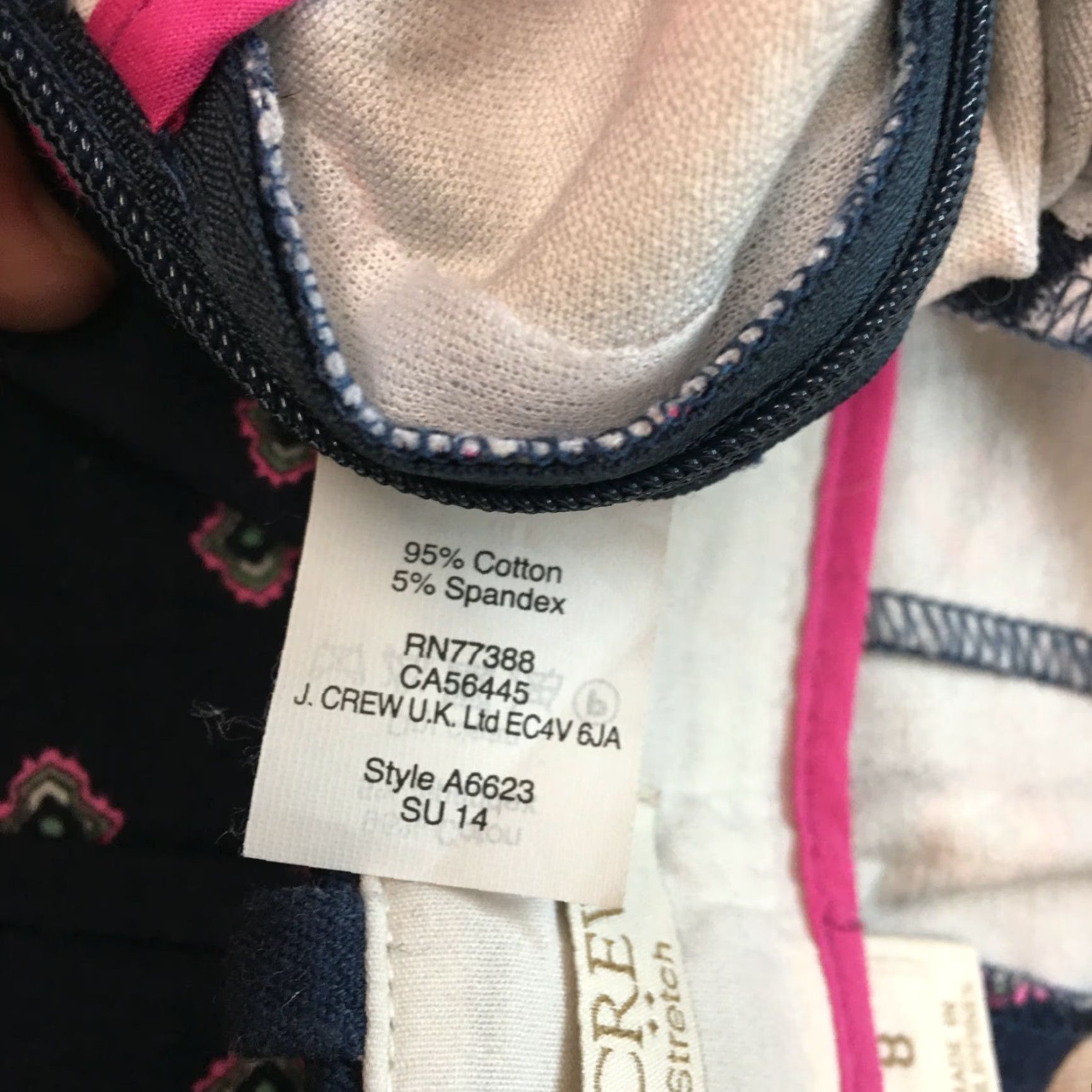 Vintage J Crew Capri Pants Women 8 Navy Floral Mid Rise Flat Front Casual Bottoms Size 34" / US 12 / IT 48 - 7 Thumbnail