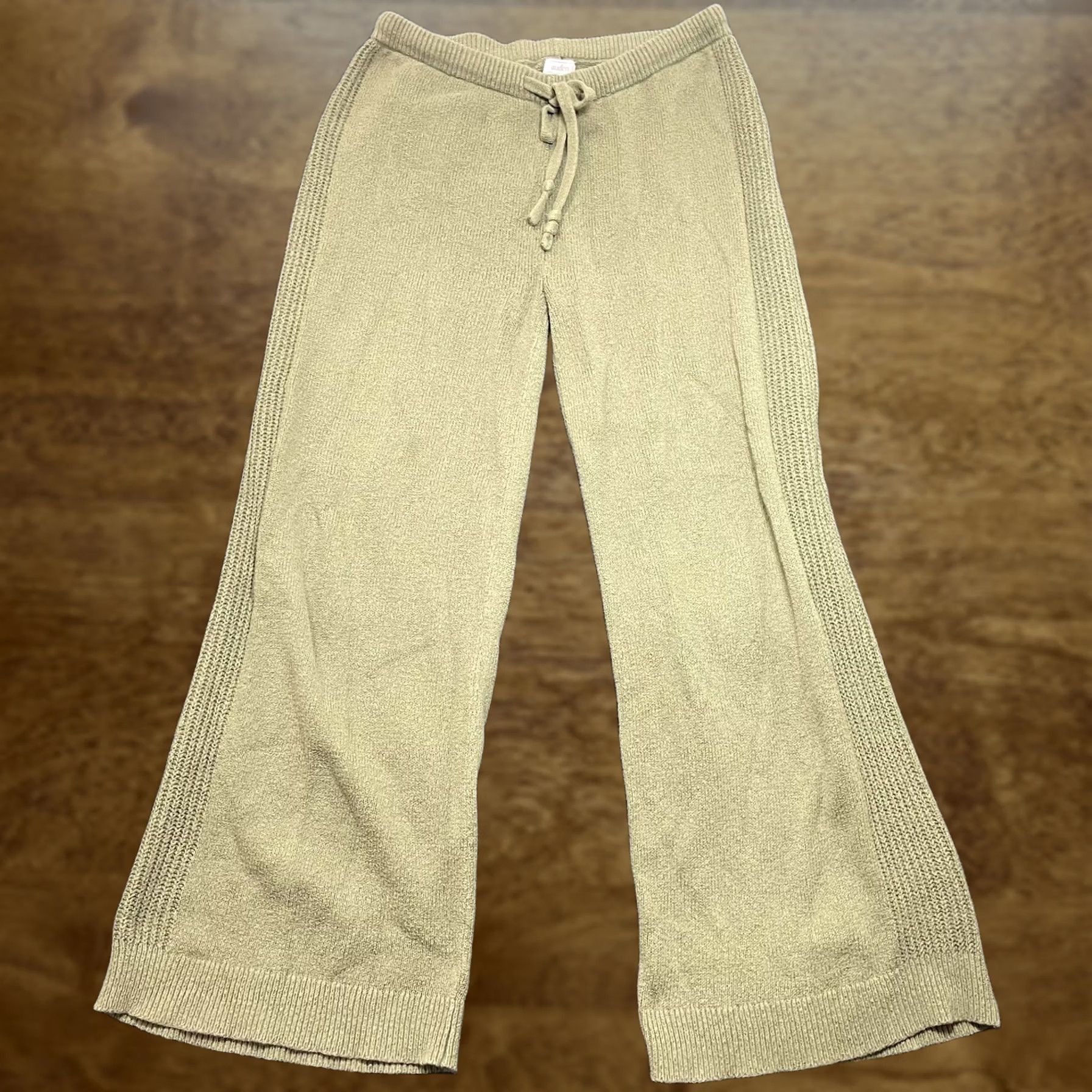 Vintage Auden Pants Womens Medium Green Knit Lounge Drawstring Wide Leg Back Pocket Size 32" / US 10 / IT 46 - 1 Thumbnail