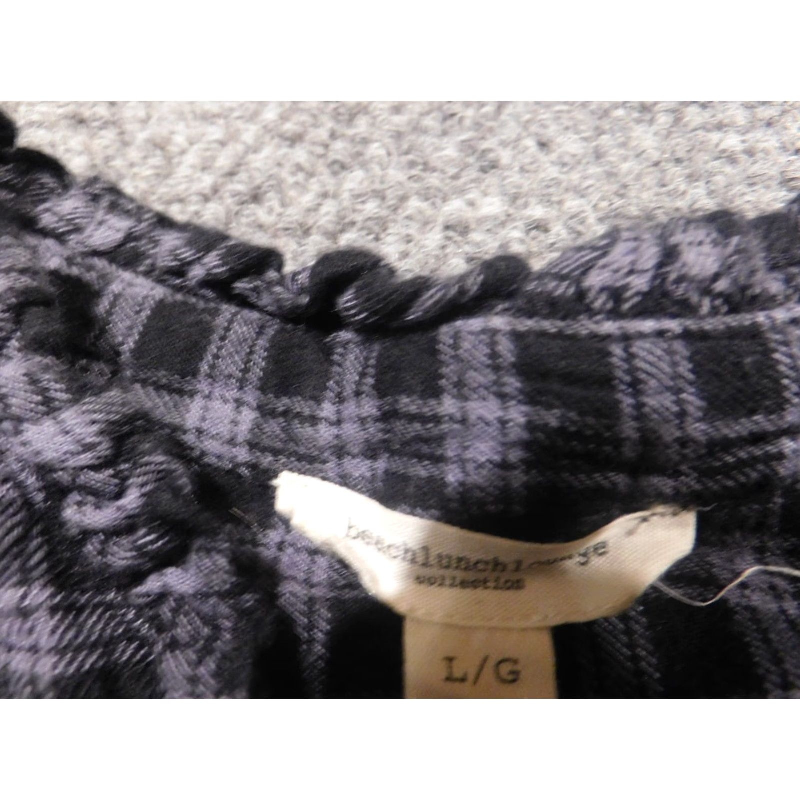 Vintage Beach Lunch Lounge Blouse Shirt Womens Large Gray Plaid Knit Cotton Cap Sleeve Pullover Collared Casual Beach Size L / US 10 / IT 46 - 5 Thumbnail