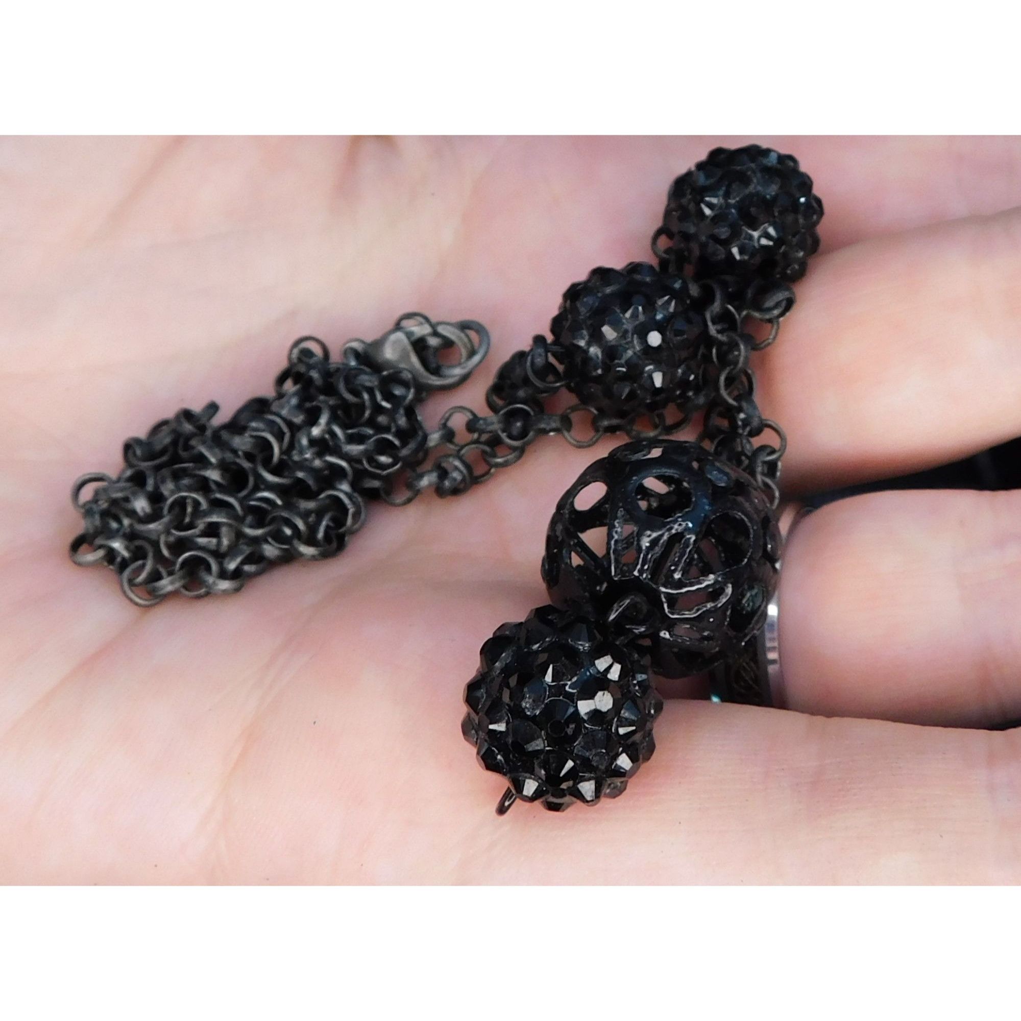 Other Gothic Rhinestone Orb Necklace On Silver Tone Chain Size ONE SIZE - 2 Thumbnail
