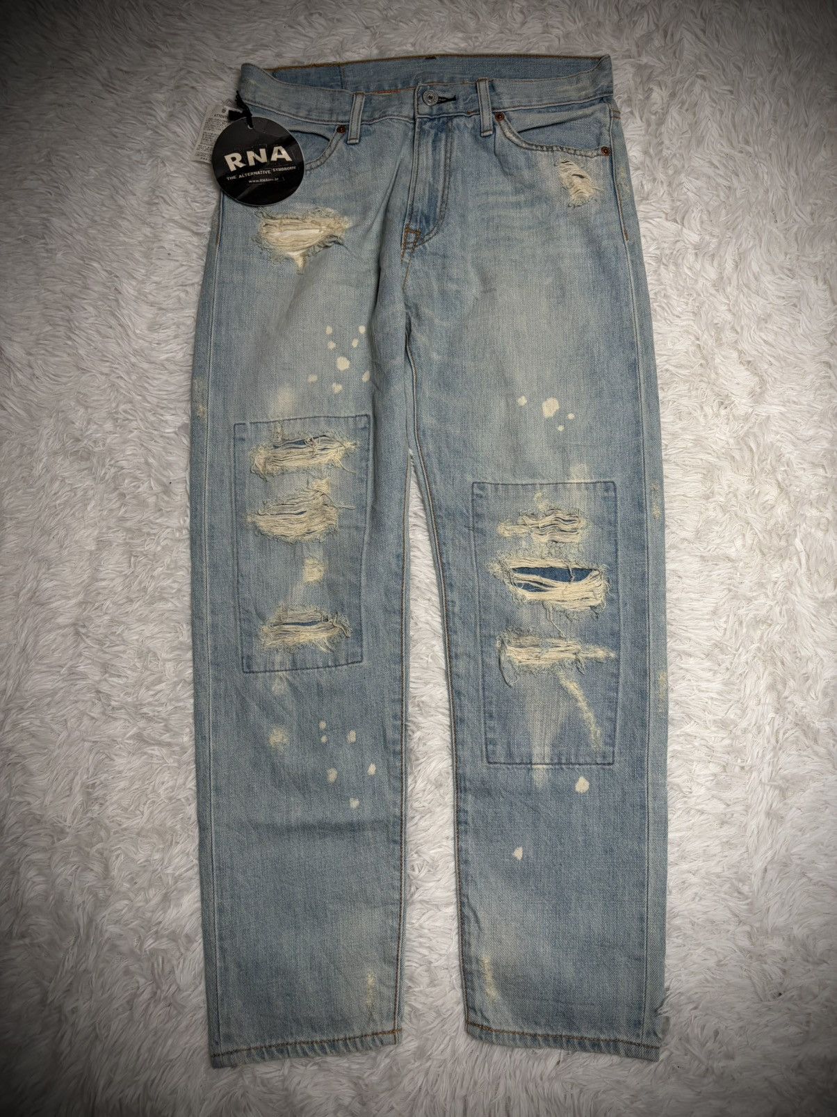 Rare Deadstock RNA punk distressed patchwork denim