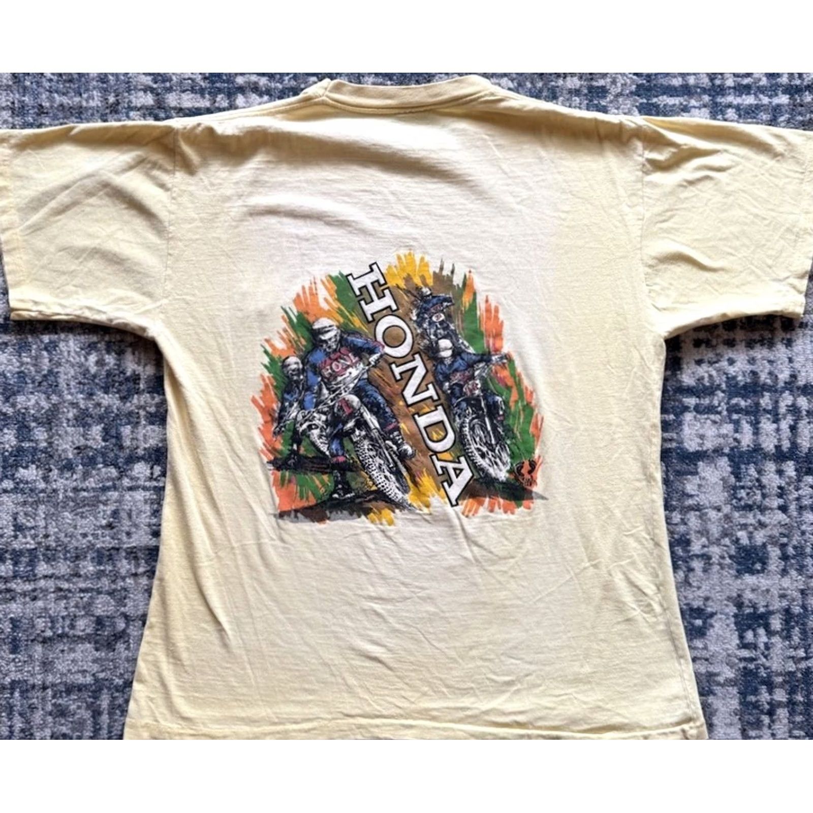 Hang Ten VINTAGE Honda Hang Ten Tee Pocket Sz L Moto X Racing Motocross 70s USA 1970s Size US L / EU 52-54 / 3 - 4 Thumbnail