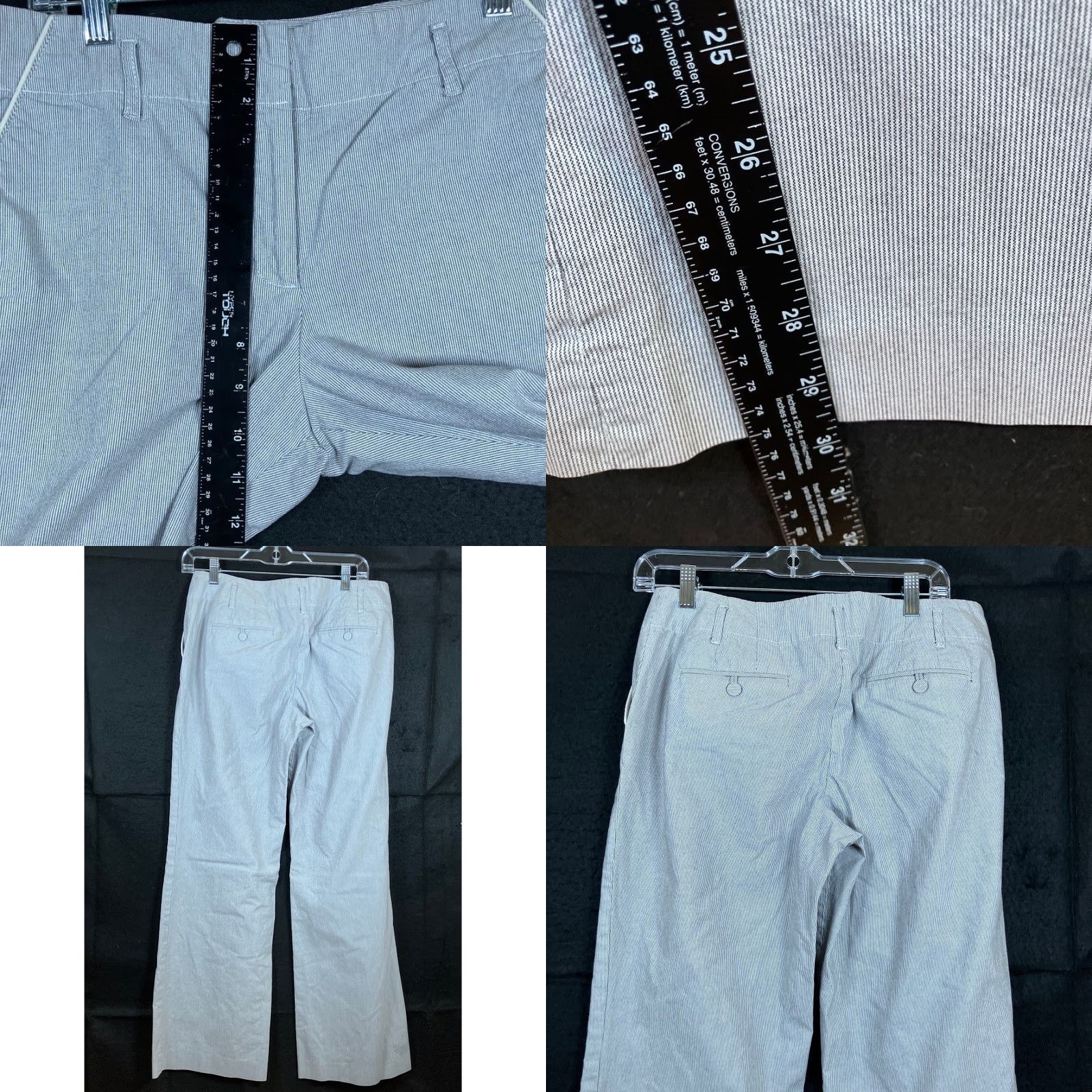 Ann Taylor Ann Taylor LOFT Womens Pants Gray Striped Mid Rise Wide Straight Stretch 8 Size 30" / US 8 / IT 44 - 8 Thumbnail