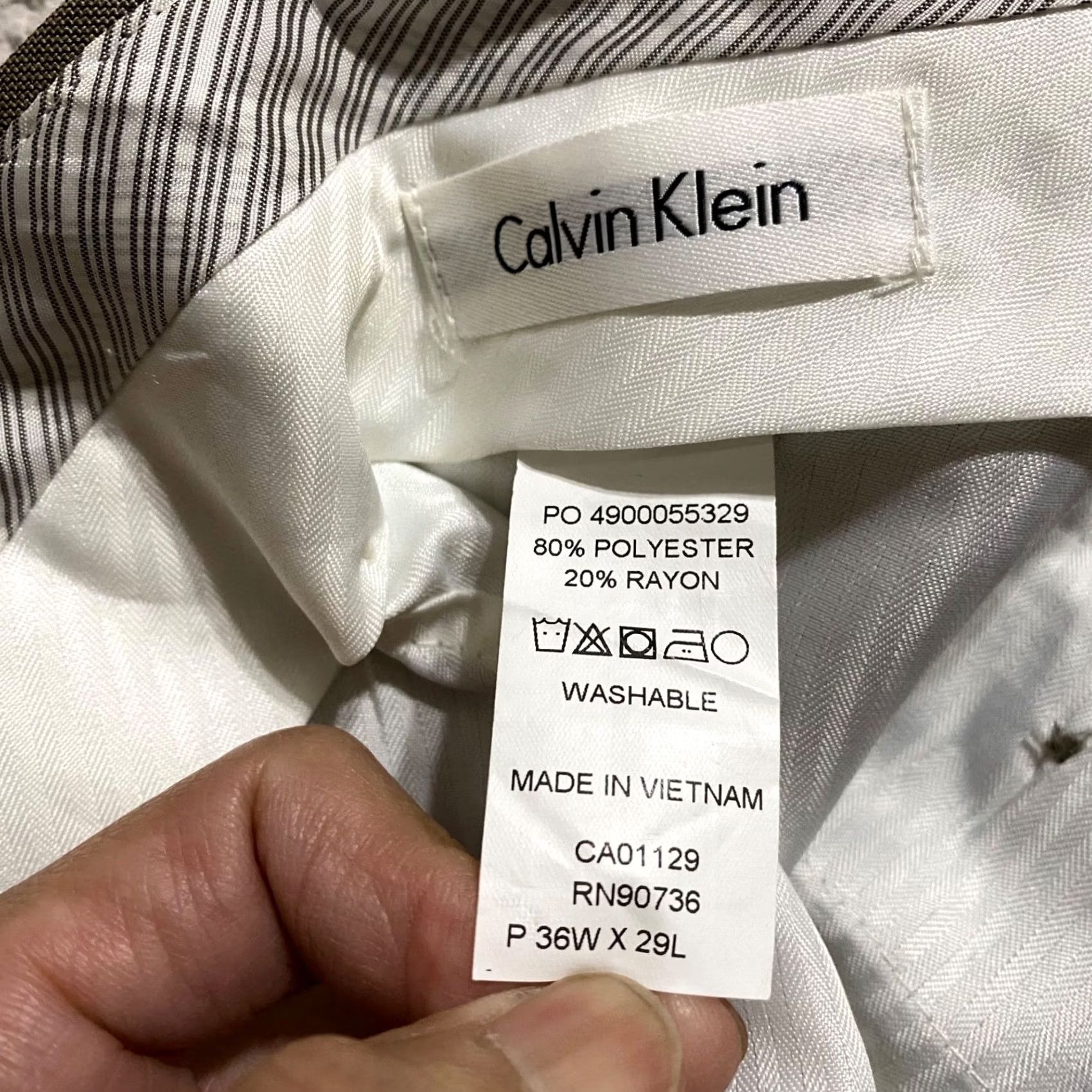 Calvin Klein Calvin Klein Pants Mens 36x29 Brown Flat Front Straight Dress Business Office Size US 36 / EU 52 - 3 Thumbnail