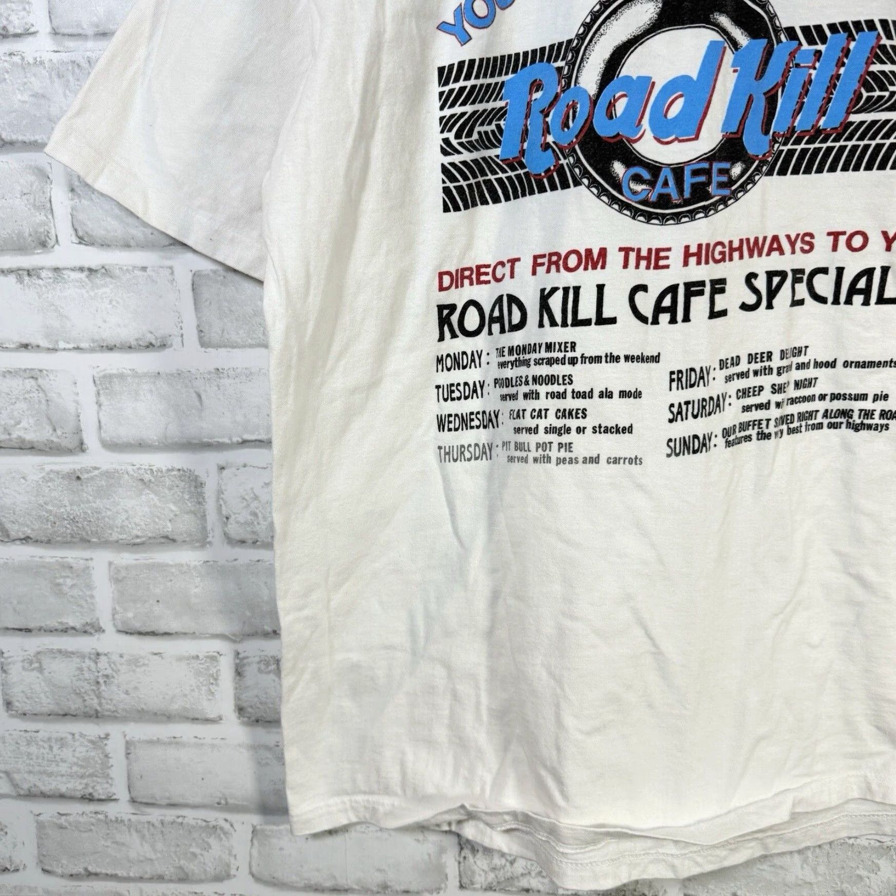 Vintage VINTAGE Roadkill Cafe Harry's Heavy Weight White Tee Single Stitch Mens XL USA Size US XL / EU 56 / 4 - 3 Thumbnail