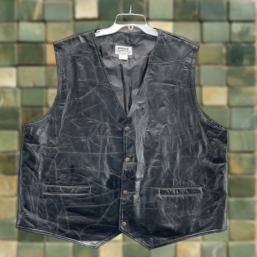 Haband VINTAGE Haband 100% Leather Vest Men 3XL Biker Motorcycle Western Cowboy Riding 90s Size US XXL / EU 58 / 5 - 1 Thumbnail