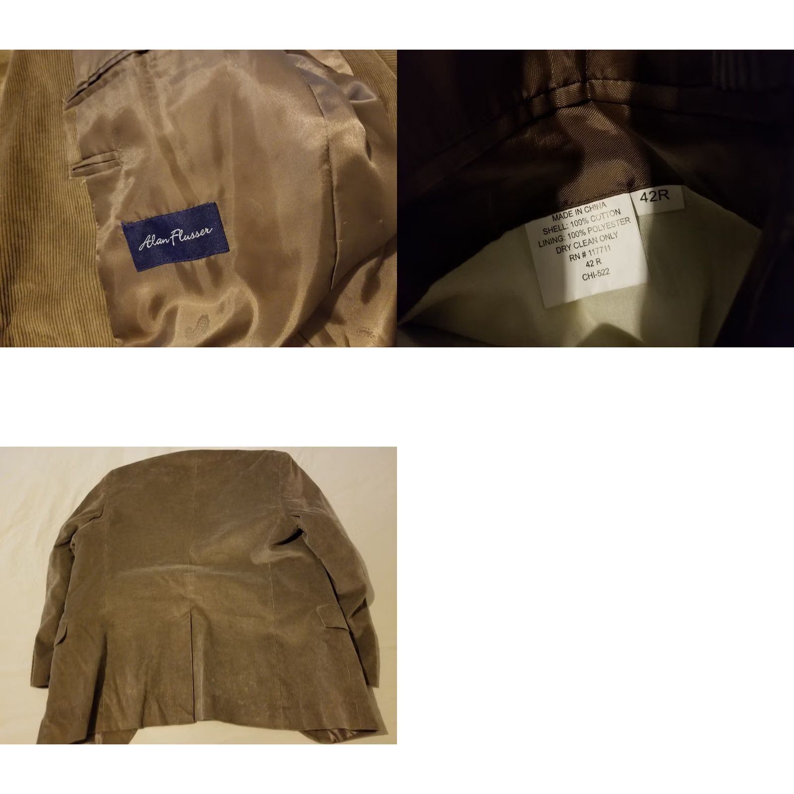 Vintage Alan Flusser Mens Corduroy Sports Jacket Blazer 42R Brown Cotton Size 42R - 8 Thumbnail