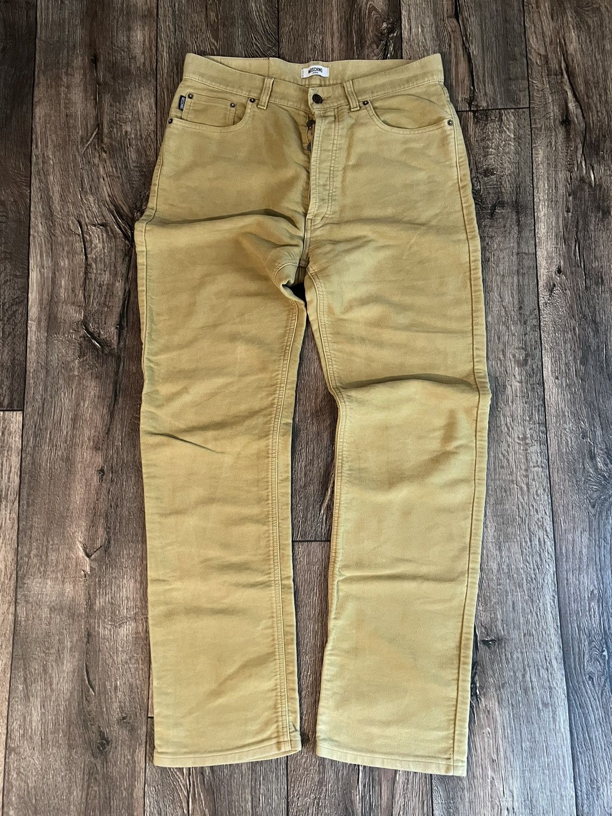 Moschino Vintage 90s Moschino Peace Logo Velour Jeans Made in Italy Size US 34 / EU 50 - 1 Thumbnail