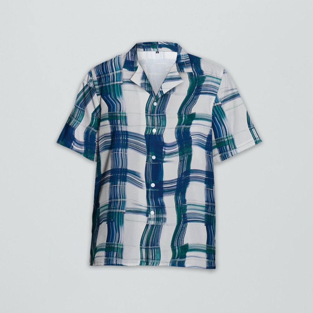 Designer Blue & White Short Sleeve Shirt Size US L / EU 52-54 / 3 - 1 Thumbnail