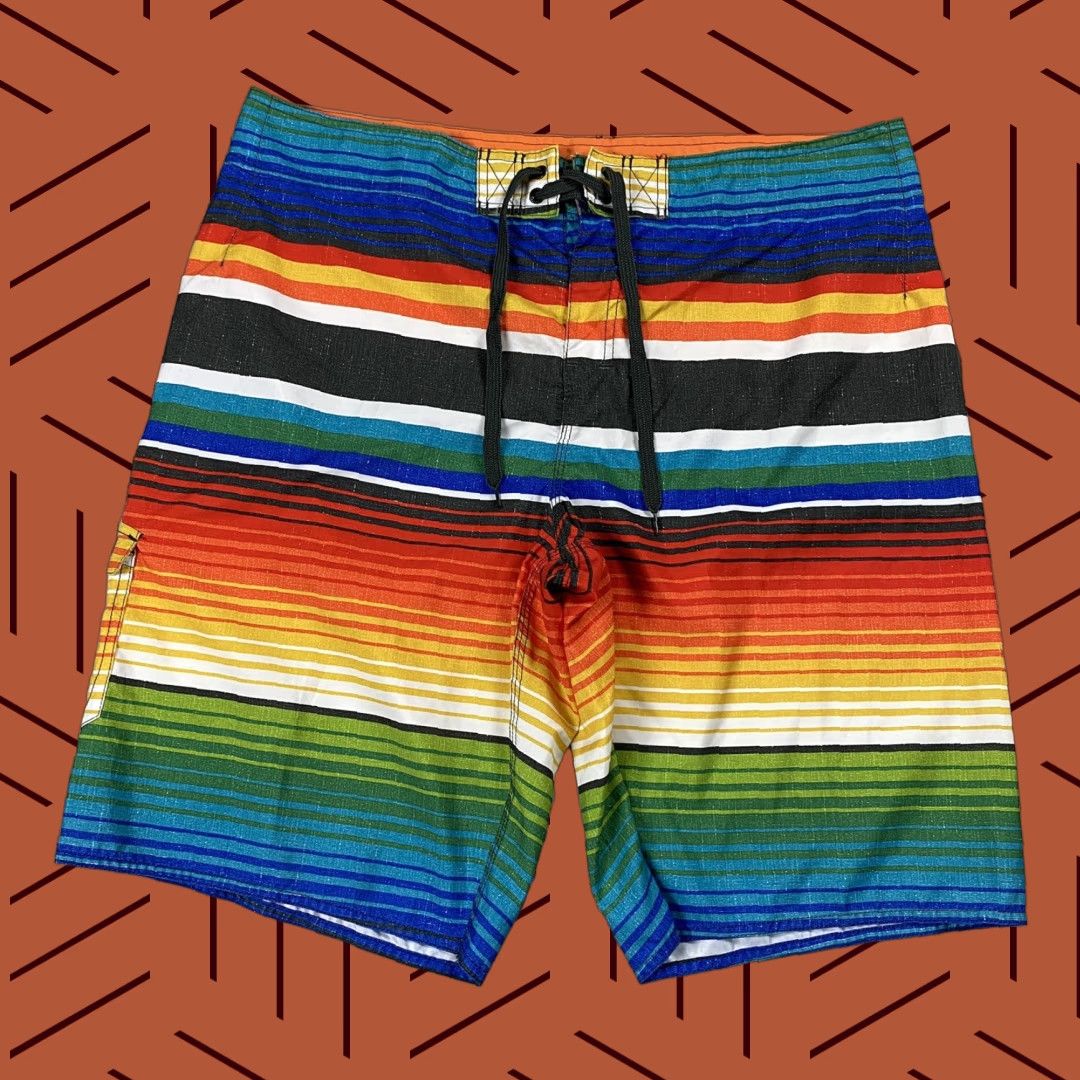 Hang Ten HANG TEN Men's Swim Shorts Trunks Size 38 Multicolor Striped Surfing Colorful Pride Size US 38 / EU 54 - 1 Thumbnail