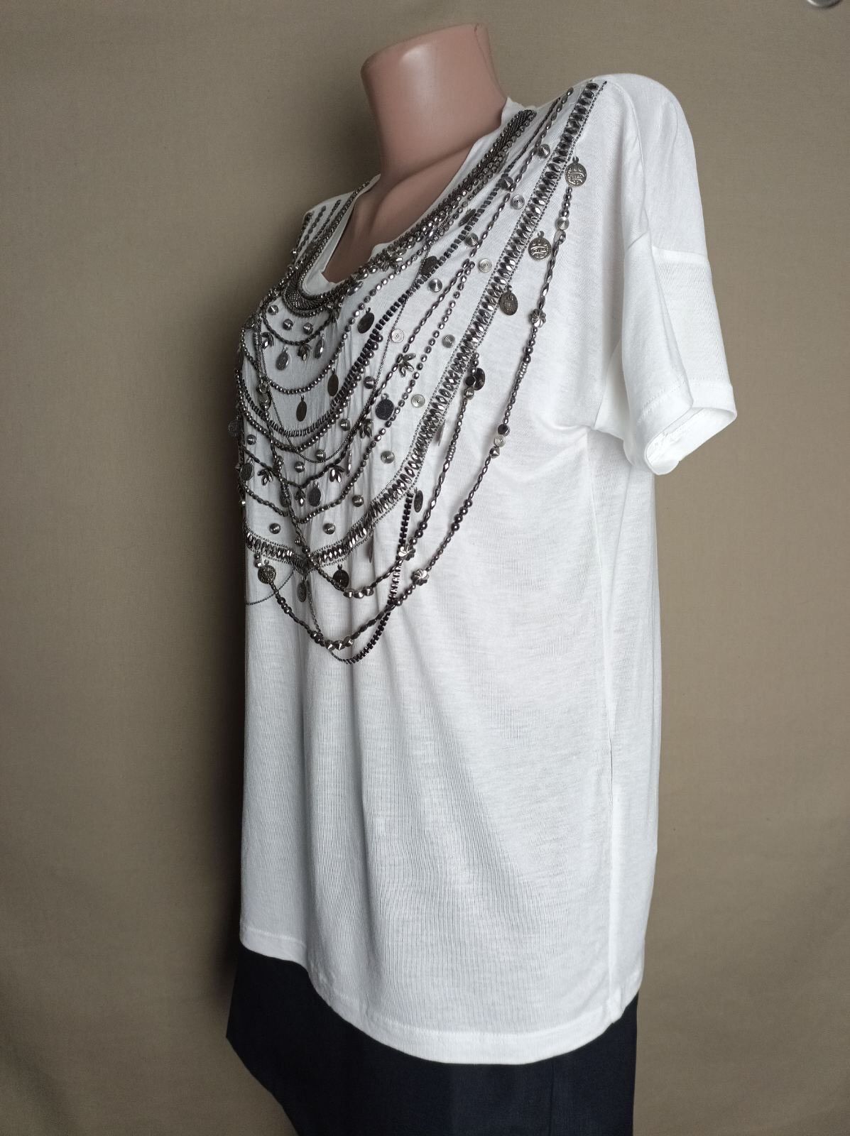 The Kooples The Kooples Embellished Plastron Necklace Jersey Tee Size 2 Size M / US 6-8 / IT 42-44 - 4 Thumbnail