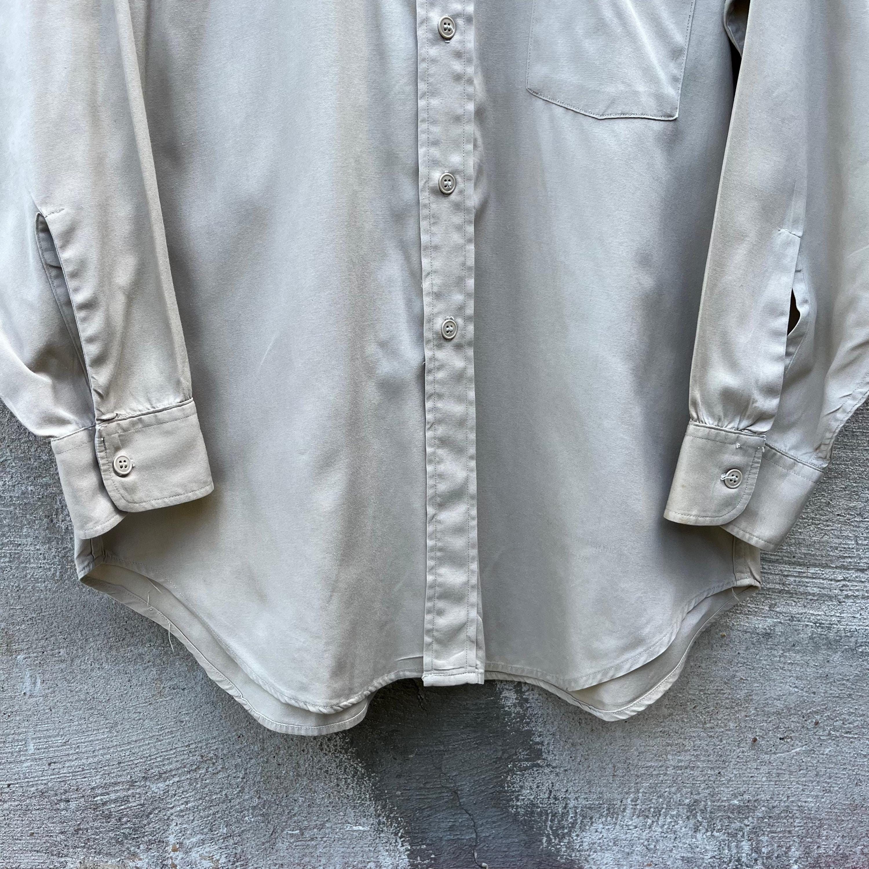 Vintage 50's US Military Tan Khaki Button Down Shirt Size US L / EU 52-54 / 3 - 3 Thumbnail