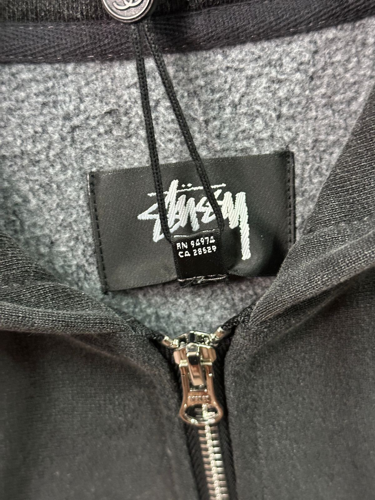 STUSSY FADED GRAPHIC BOXY ZIP HOOD - WASHED BLACK