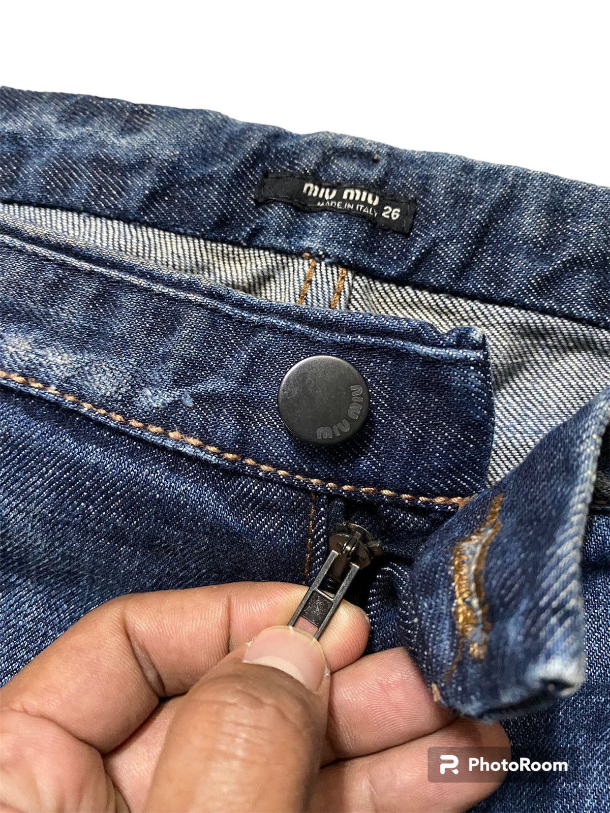 Miu Miu × Prada MIUMIU LOGO PATCH DENIM JEANS MADE IN ITALY Size 32" / US 10 / IT 46 - 14 Thumbnail