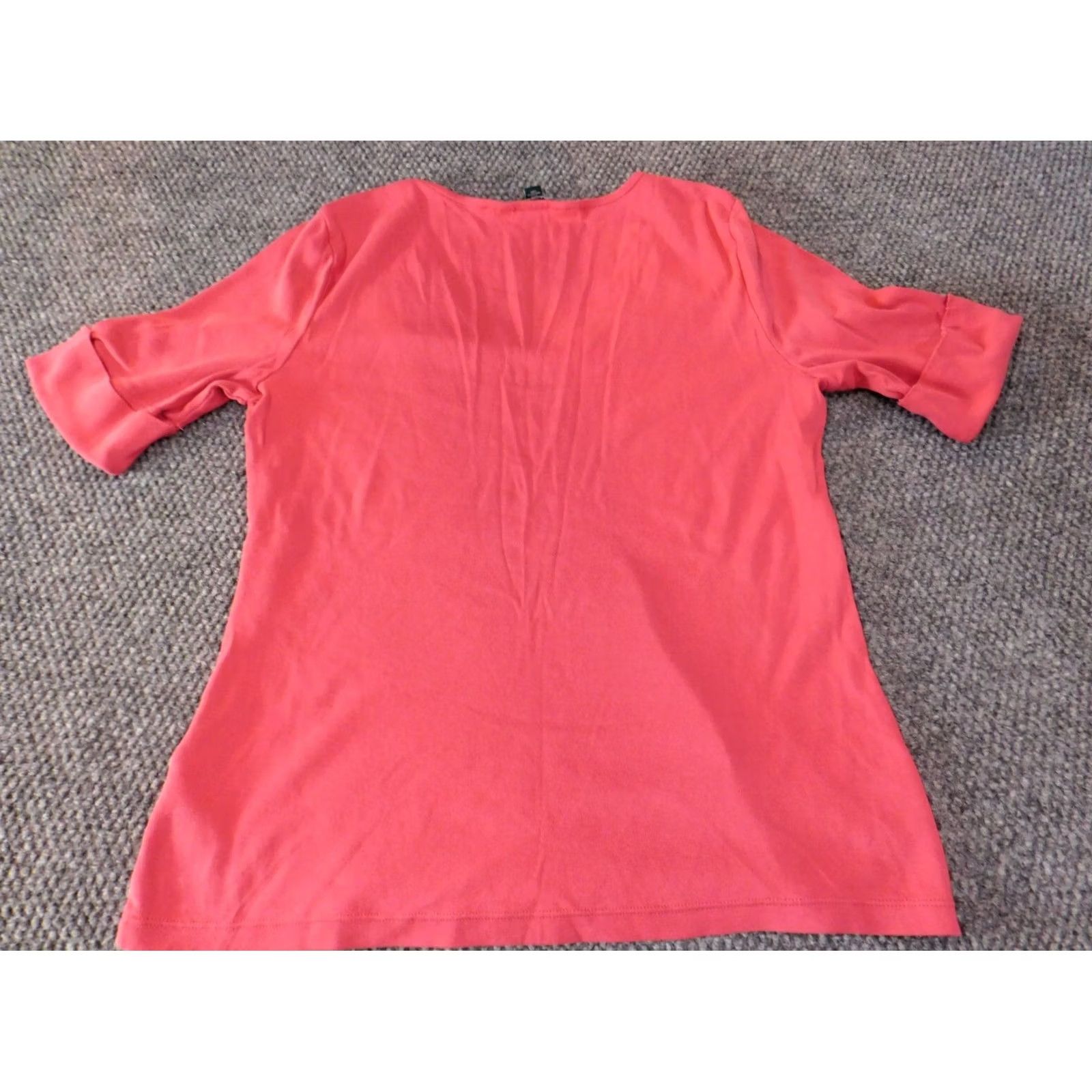 Ralph Lauren Lauren Ralph Lauren Womens Blouse L Pink Crew Neck Short Sleeve Pullover Knit 100% Cotton Casual Button Basic Classic Regular Size L / US 10 / IT 46 - 6 Thumbnail