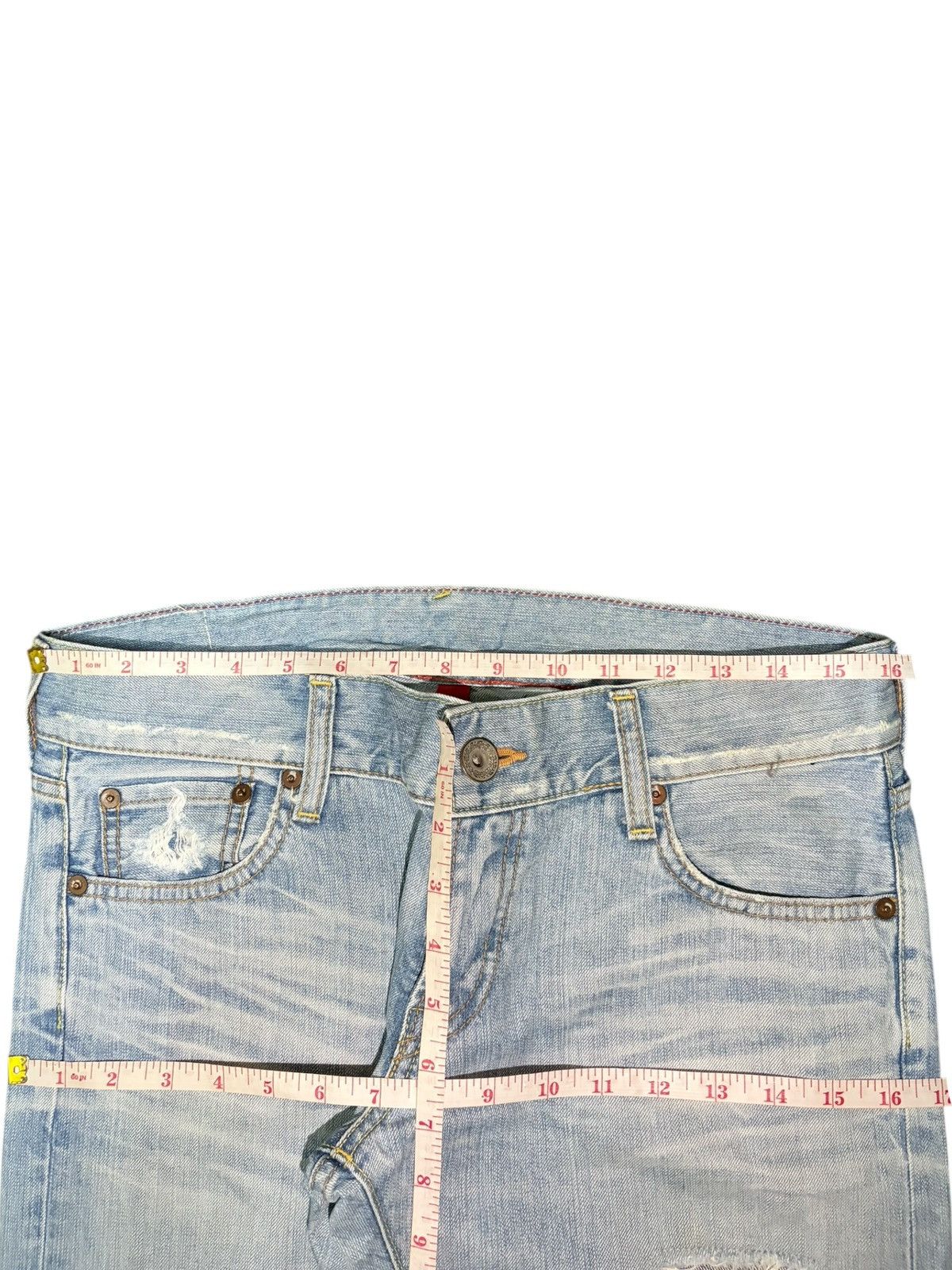 Edwin Vintage Japanese Brand Faded Wash Distressed Jeans Size 32" / US 10 / IT 46 - 6 Thumbnail