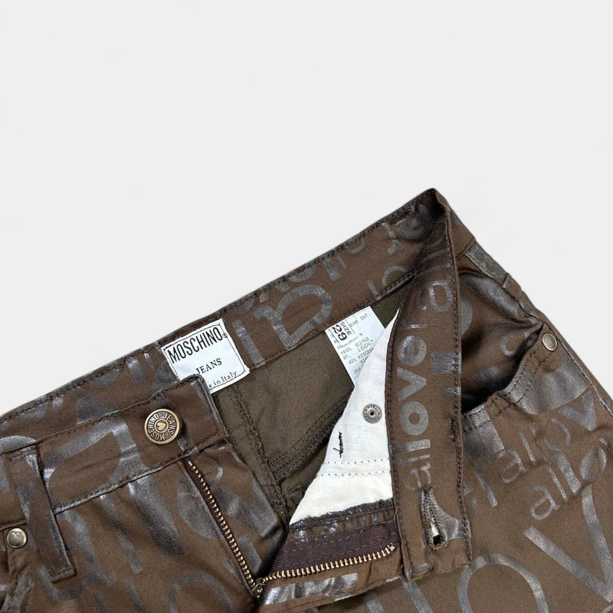 Moschino Moschino Brown Letters Print Pants Size US 31 - 6 Thumbnail