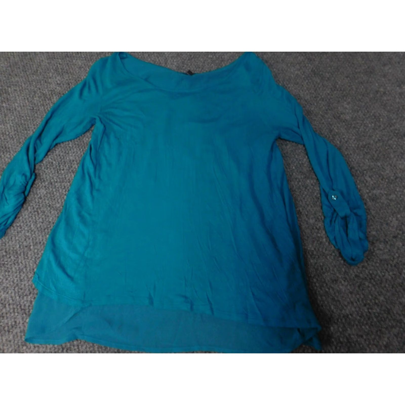 Express Express Blouse Womens Small Blue Stretch Pullover V-neck Shirt Size S / US 4 / IT 40 - 2 Thumbnail