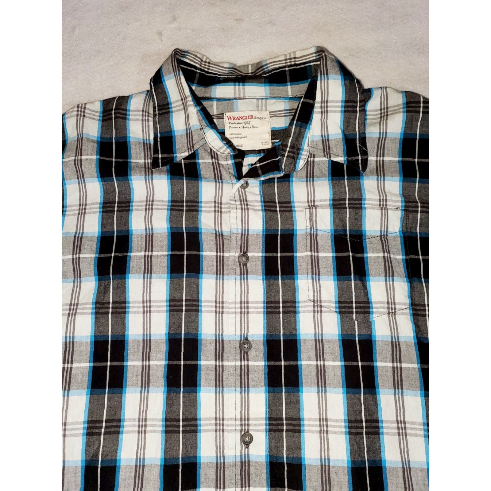 Wrangler Wrangler Shirt Mens XL Button-Down Long Sleeve Plaid Blue Western Size US XL / EU 56 / 4 - 2 Thumbnail