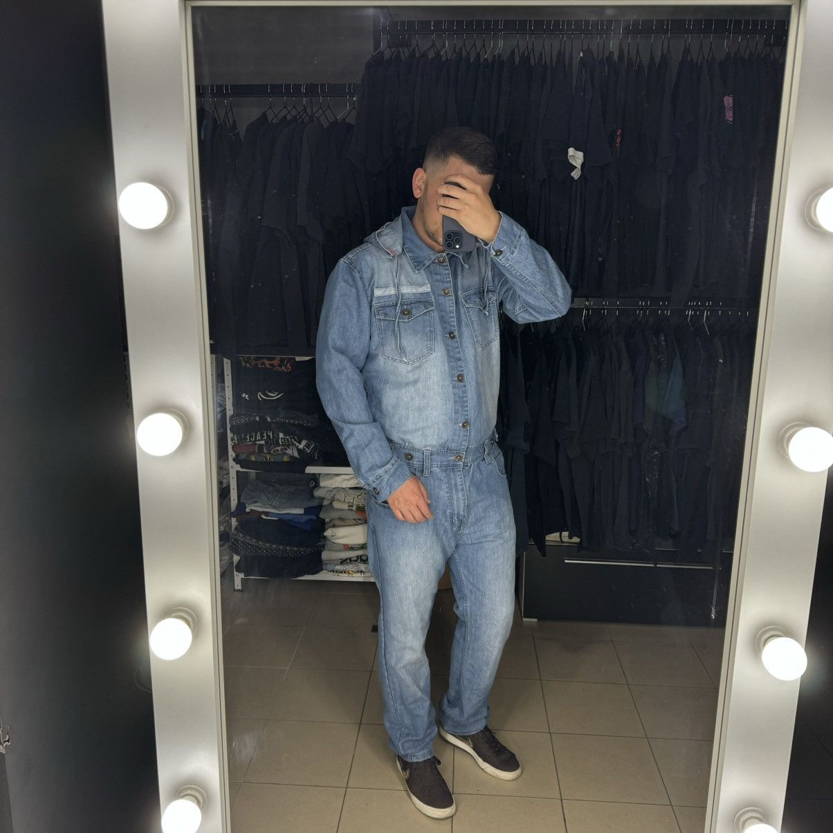 Other Time Is Money Rap Y2K Long Sleeve Denim Jumpsuit Size US 34 / EU 50 - 1 Thumbnail