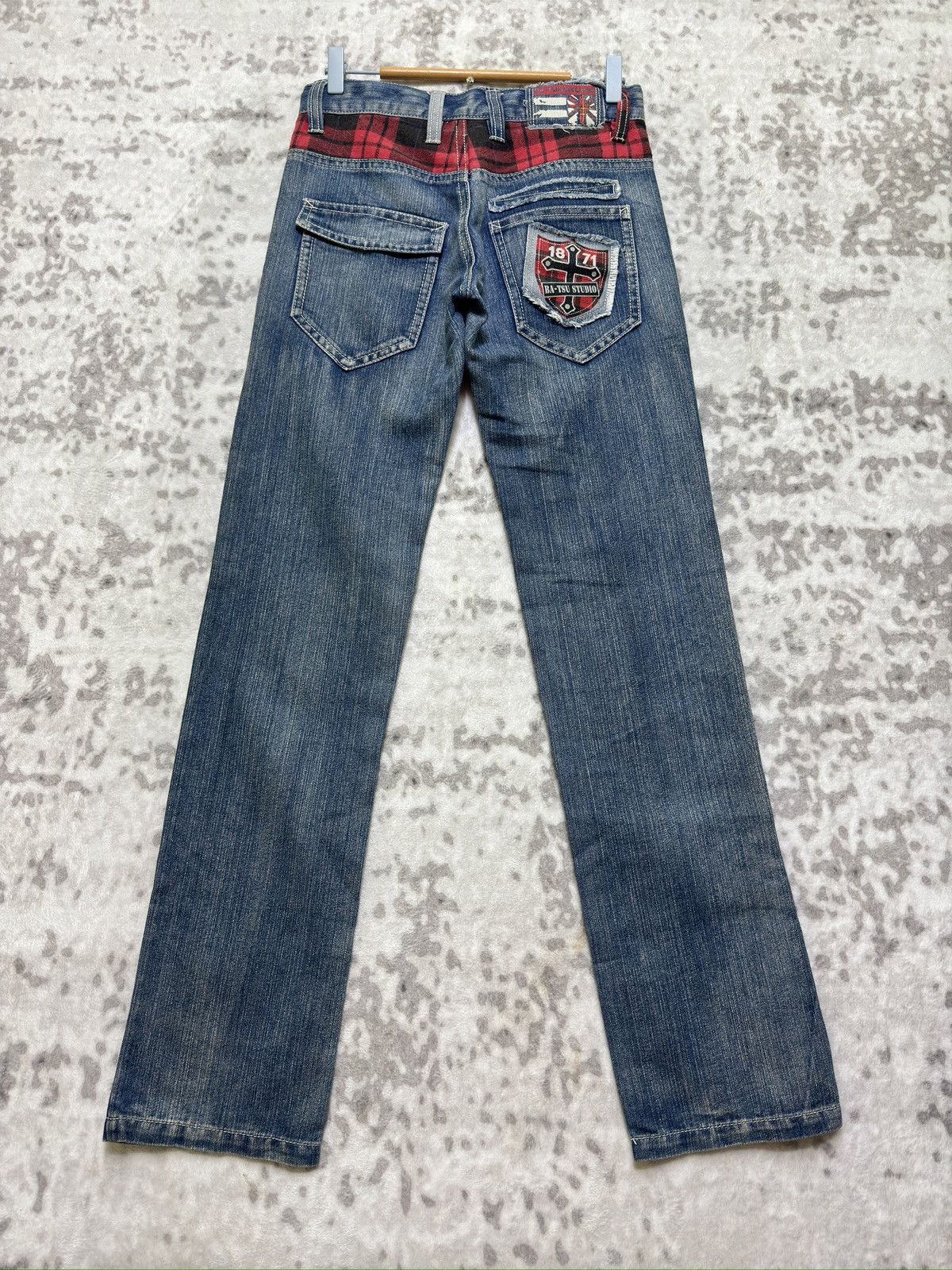 Hysteric Glamour Batsu Studio Punk Streetwear Graphic Tartan Patch Denim Size US 29 - 2 Thumbnail