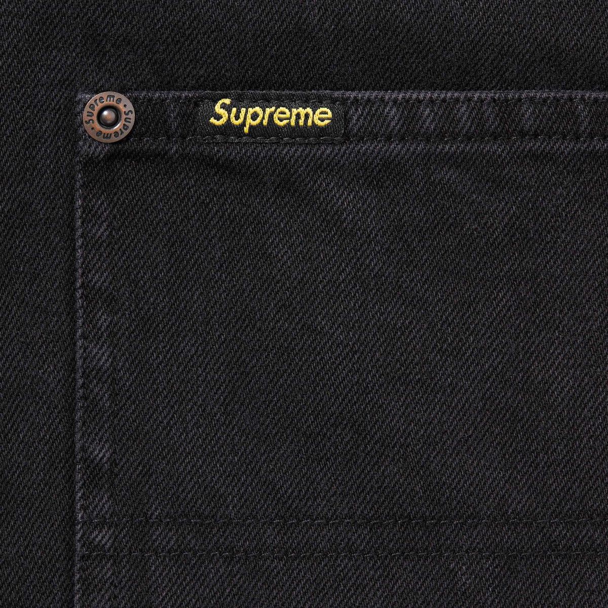 Supreme Loose Fit Short Sleeve Denim Painter Shirt Black Shirts 