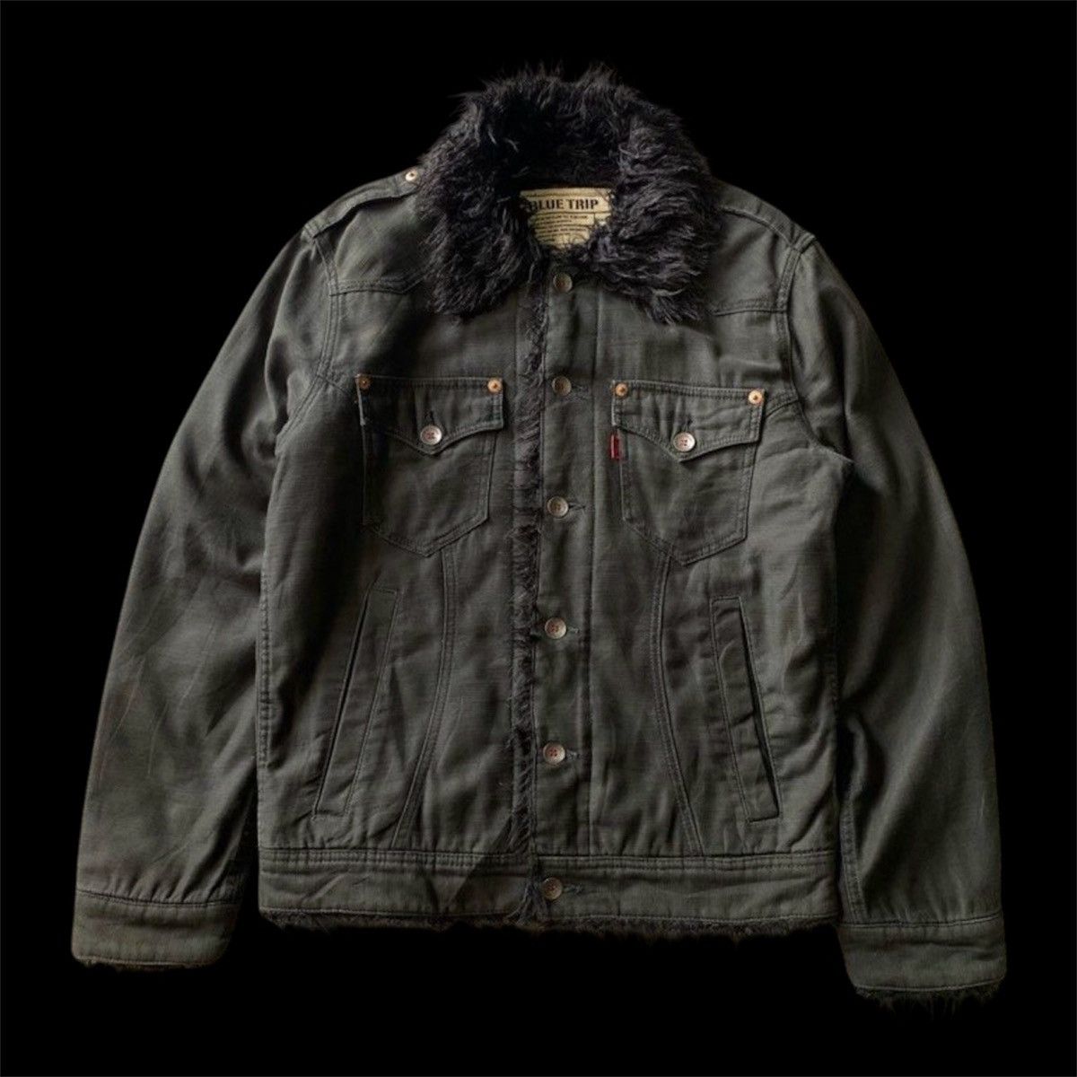 Edwin Vintage Edwin "Blue Trip" Faux Fur Lined Trucker Jacket Size US L / EU 52-54 / 3 - 1 Thumbnail