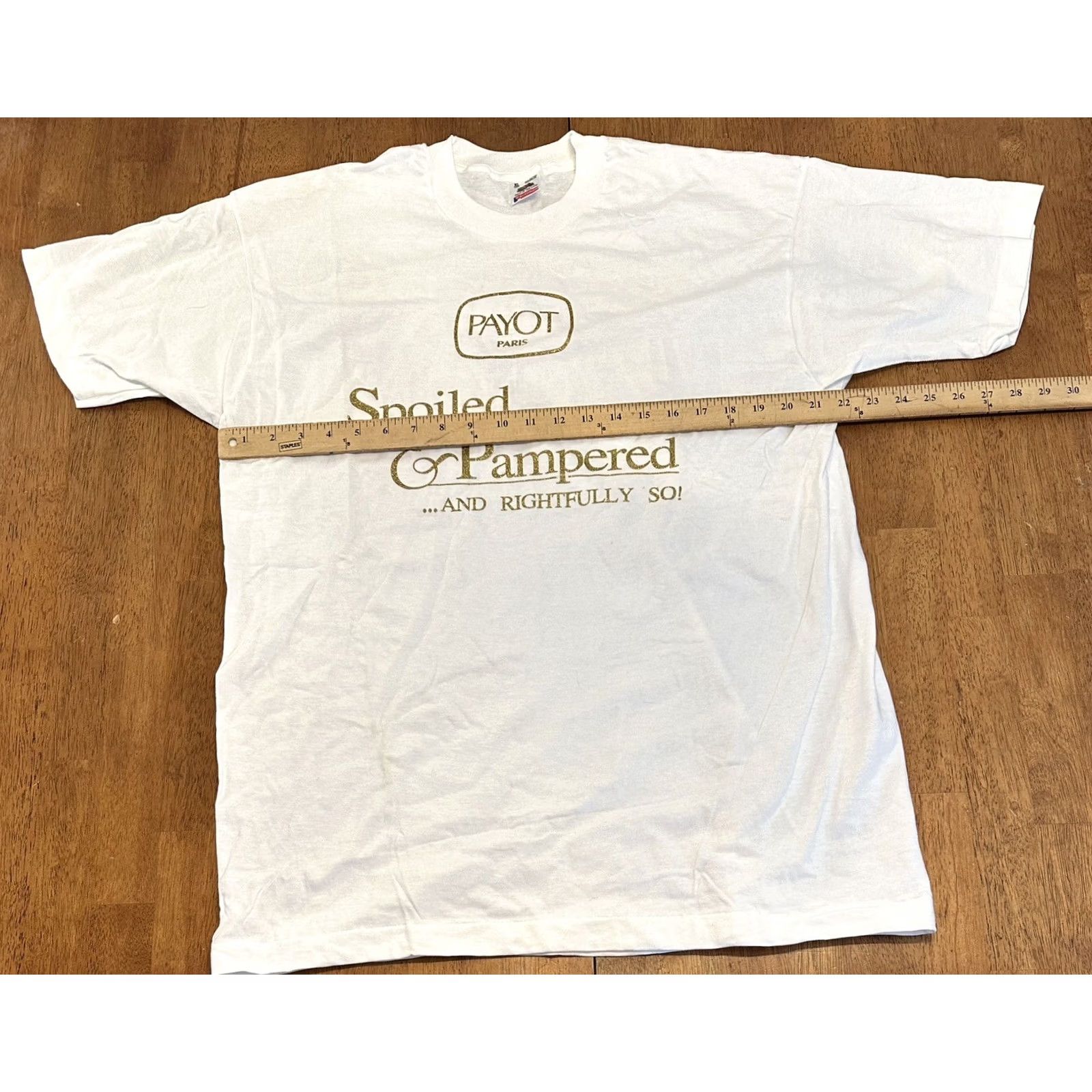 Fruit Of The Loom VINTAGE 90s Payot Paris T Shirt XL Fruit of the Loom White Beauty Spoiled & Pampered Mens Size US XL / EU 56 / 4 - 7 Thumbnail