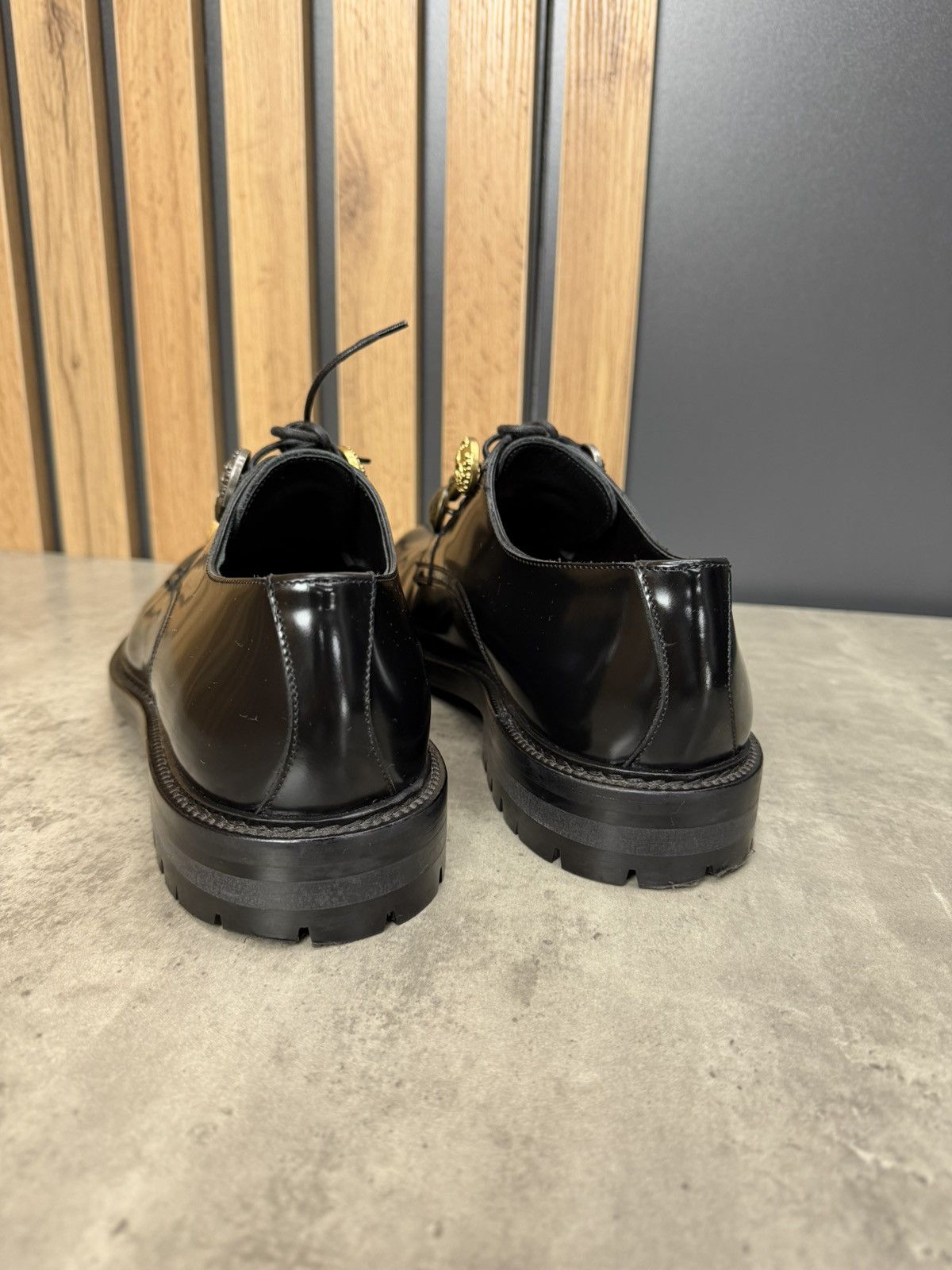 Dolce & Gabbana Dolce & Gabbana Black Leather Derby Shoes Size 9 Size US 10 / EU 43 - 4 Thumbnail