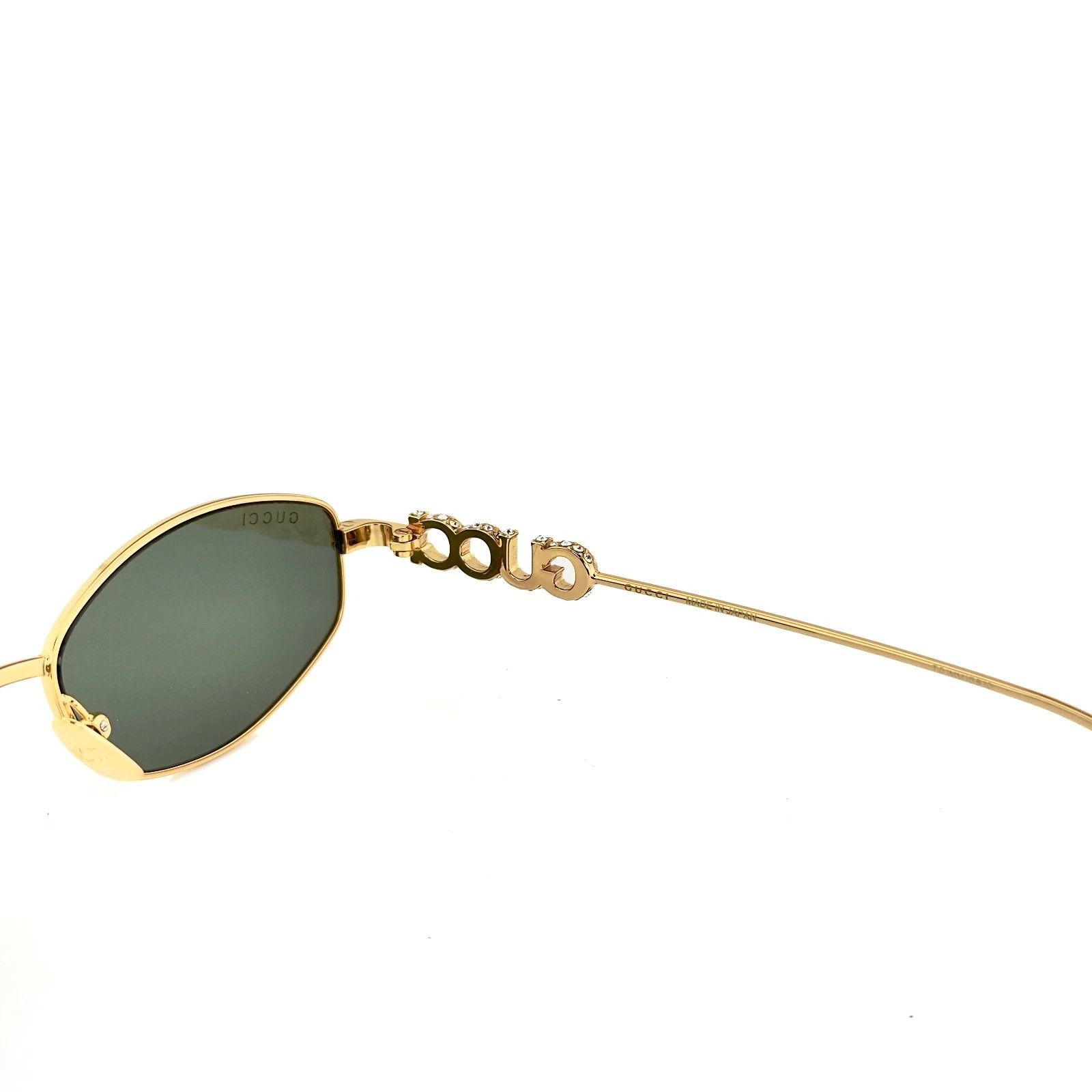 Gucci GUCCI 1802 Gg1802S Gold Green Oval Narrow Crystal Logo 001 Size ONE SIZE - 7 Thumbnail