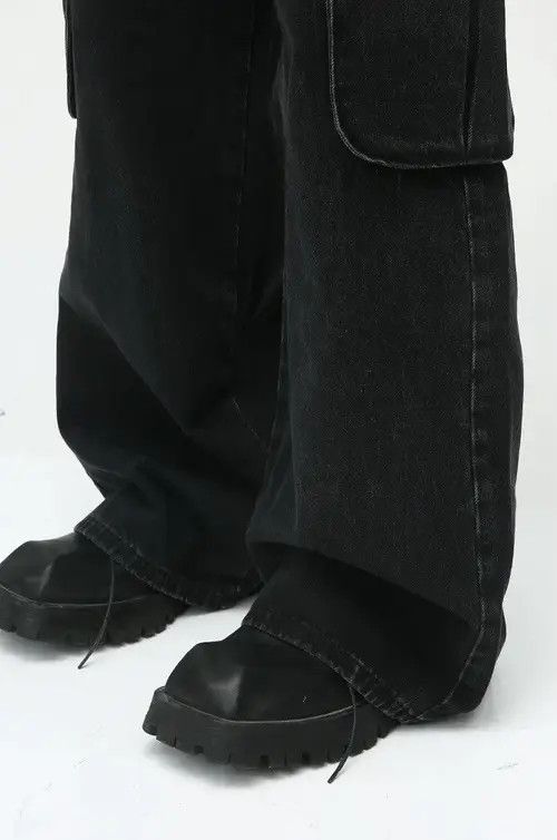 VIBE Black Cargo Baggy Denim Jeans Size US 32 / EU 48 - 6 Thumbnail