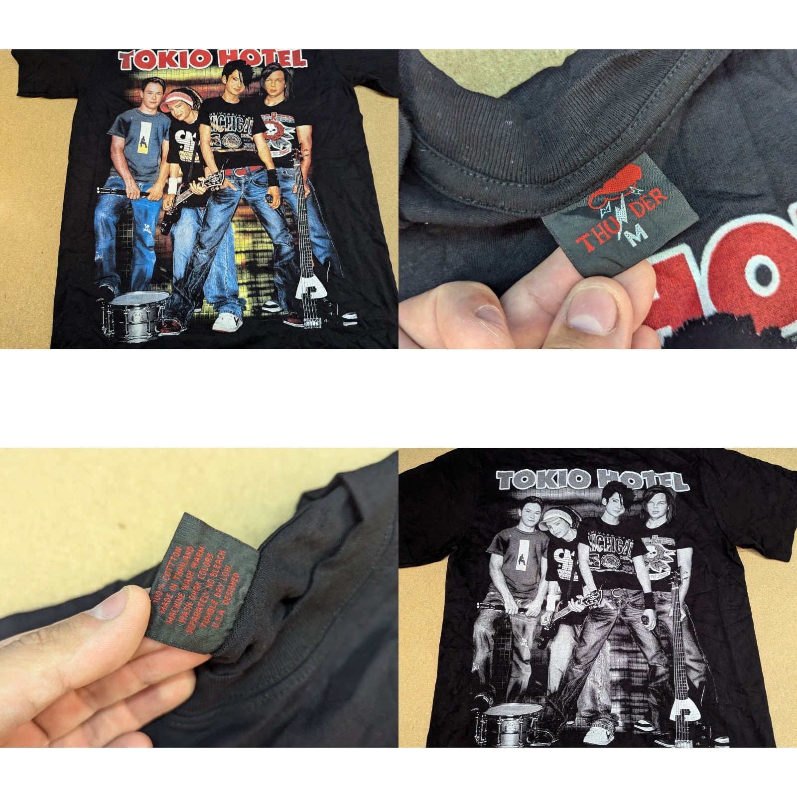 Vintage VINTAGE Tokio Hotel Mens Medium Band Tee Shirt Black © Thunder 90s Style Band Theme Mens_tshirt Size US M / EU 48-50 / 2 - 8 Thumbnail