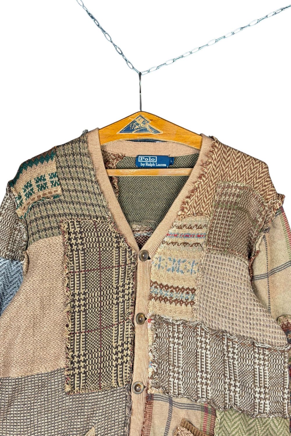 Polo Ralph Lauren ss05 Ralph Lauren Patchwork Tweed Cardigan – Early 2000s Size US L / EU 52-54 / 3 - 3 Thumbnail